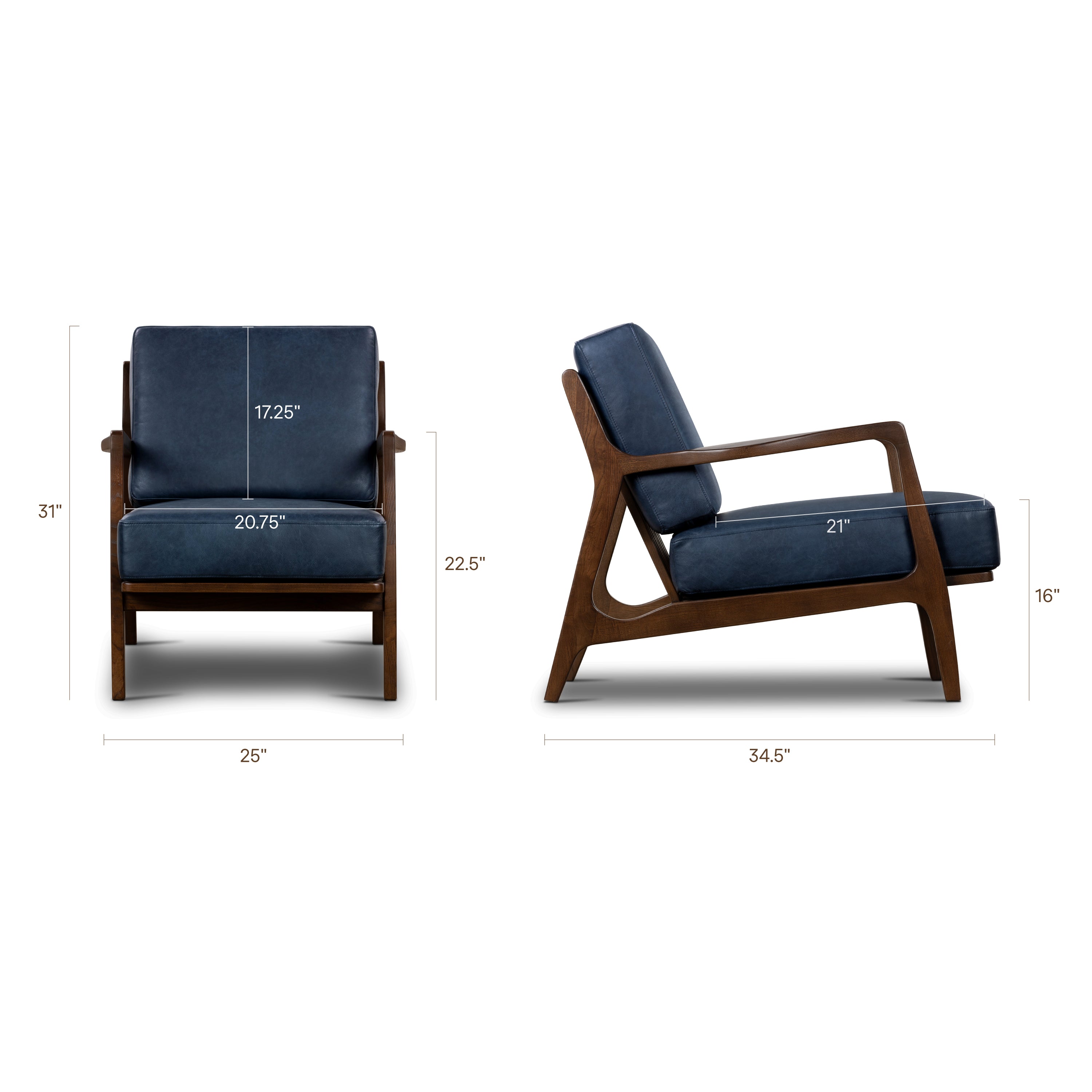 Fauteuil en cuir | Bleu nuit