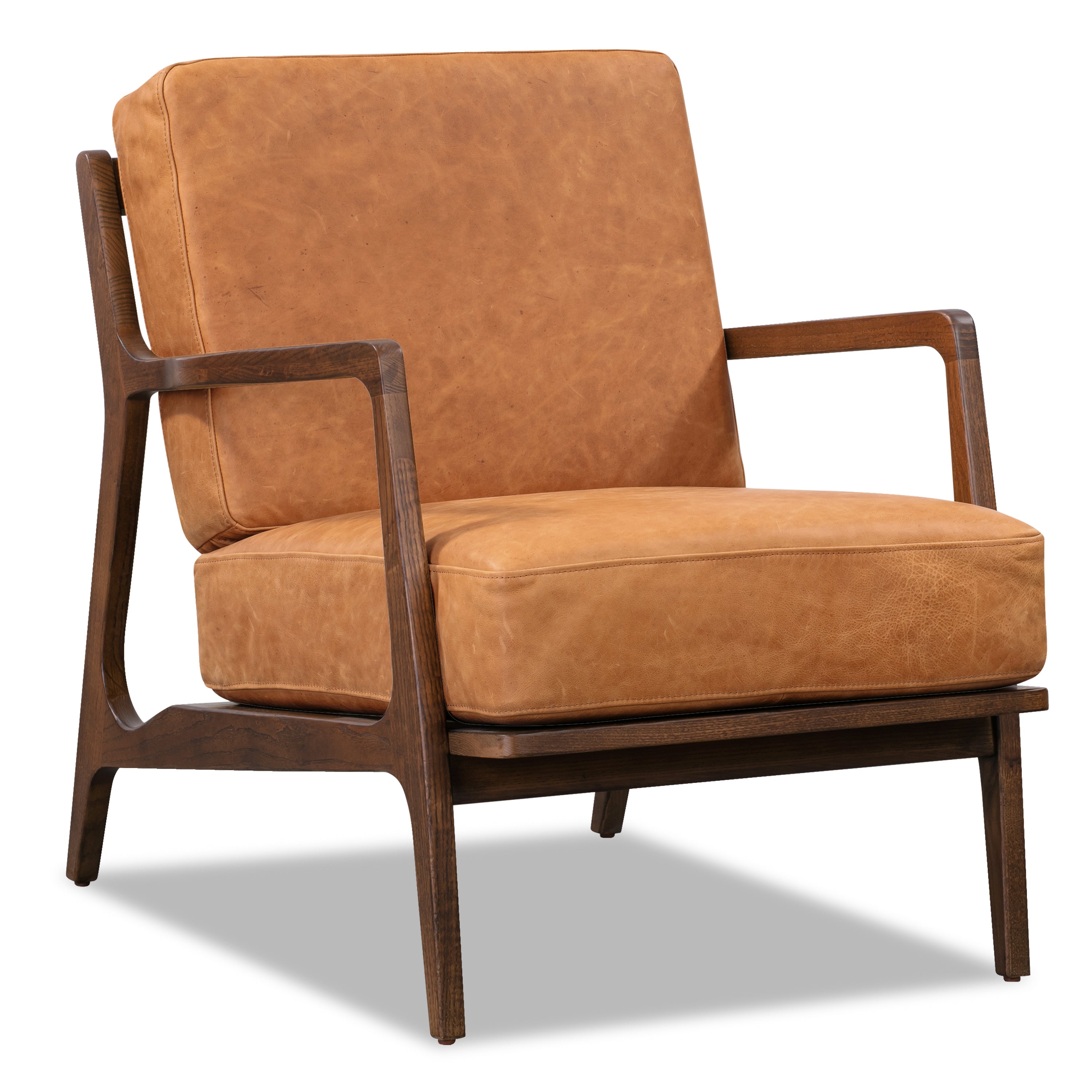 Fauteuil en cuir | Tan cognac