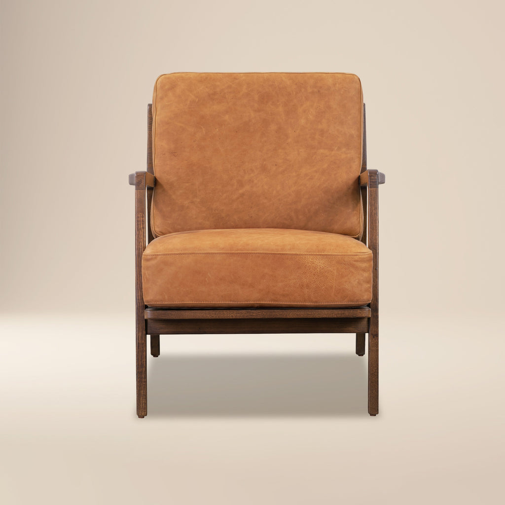 Fauteuil en cuir | Tan cognac