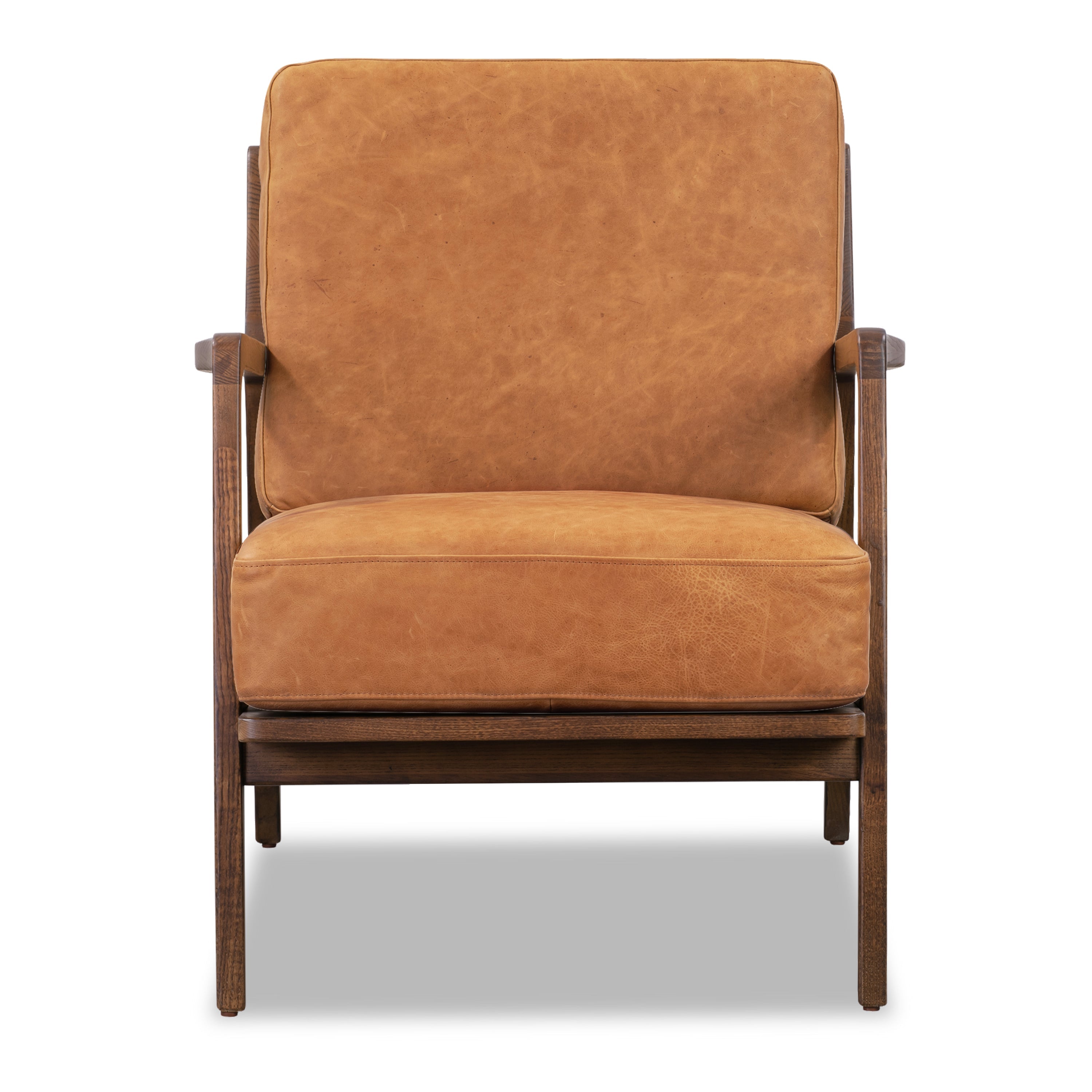 Fauteuil en cuir | Tan cognac