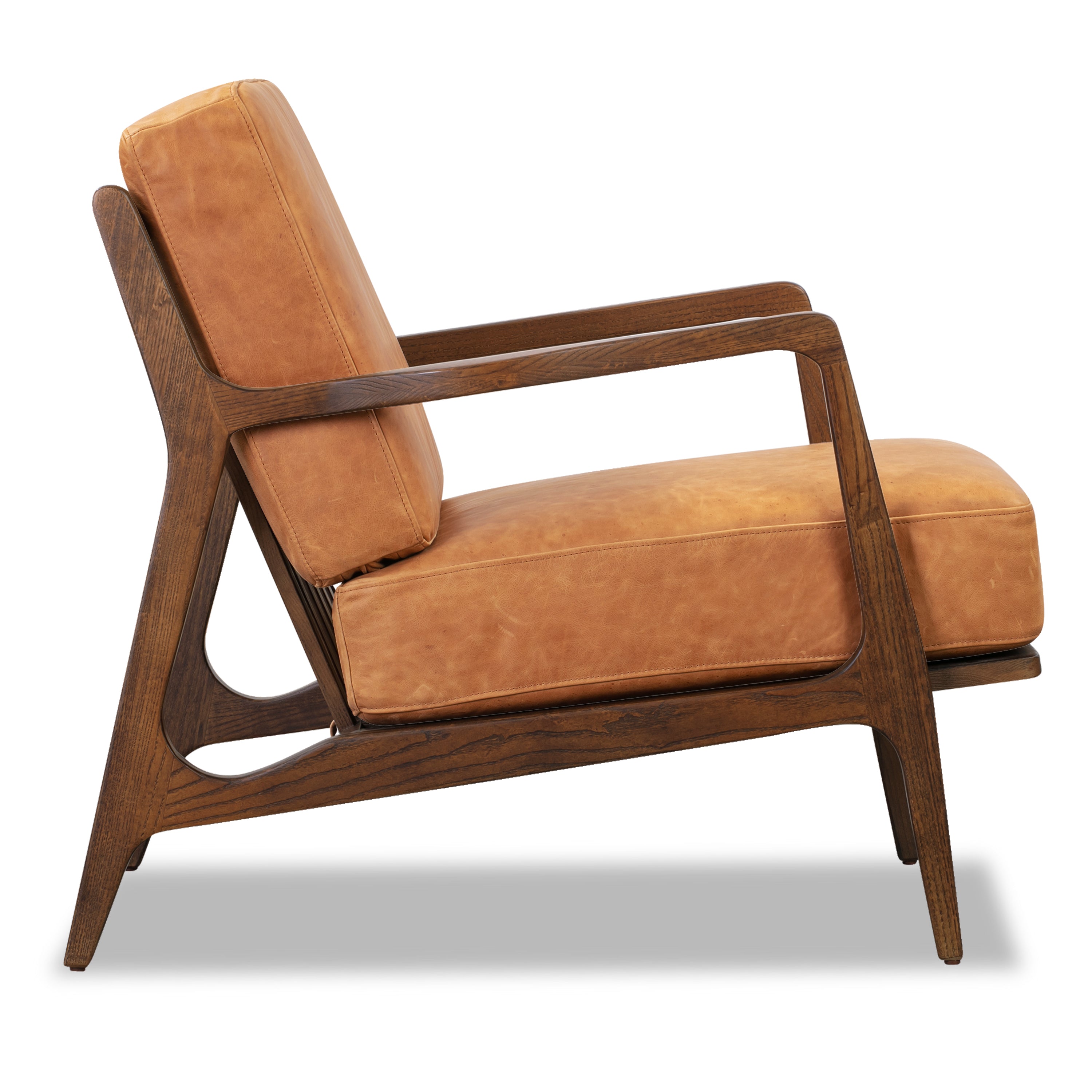 Fauteuil en cuir | Tan cognac