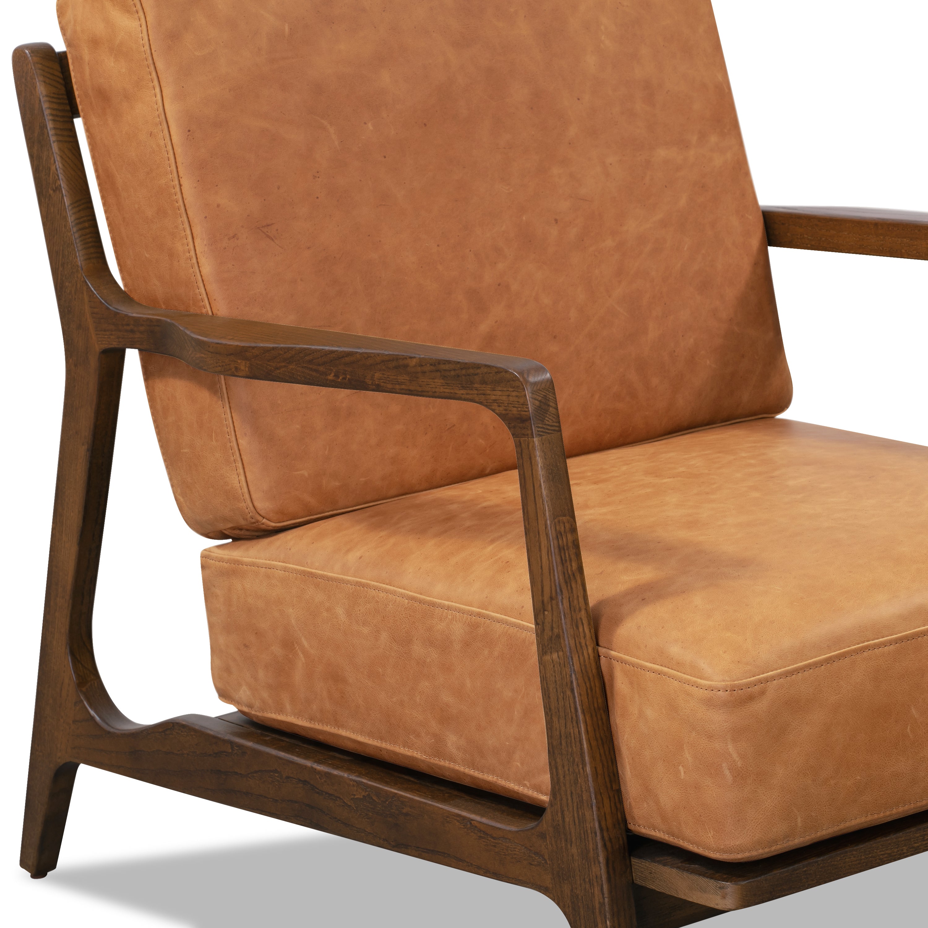 Fauteuil en cuir | Tan cognac