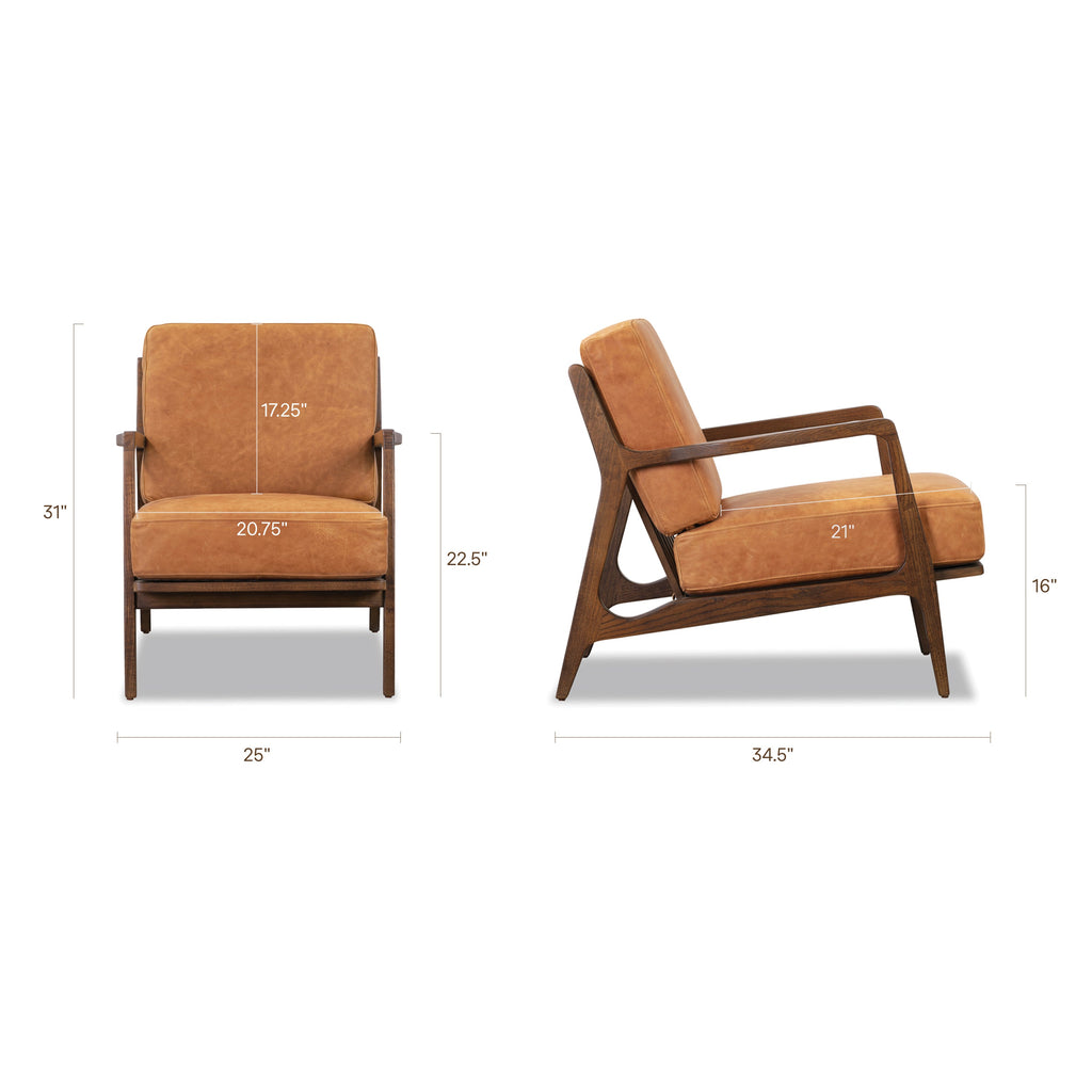 Fauteuil en cuir | Tan cognac