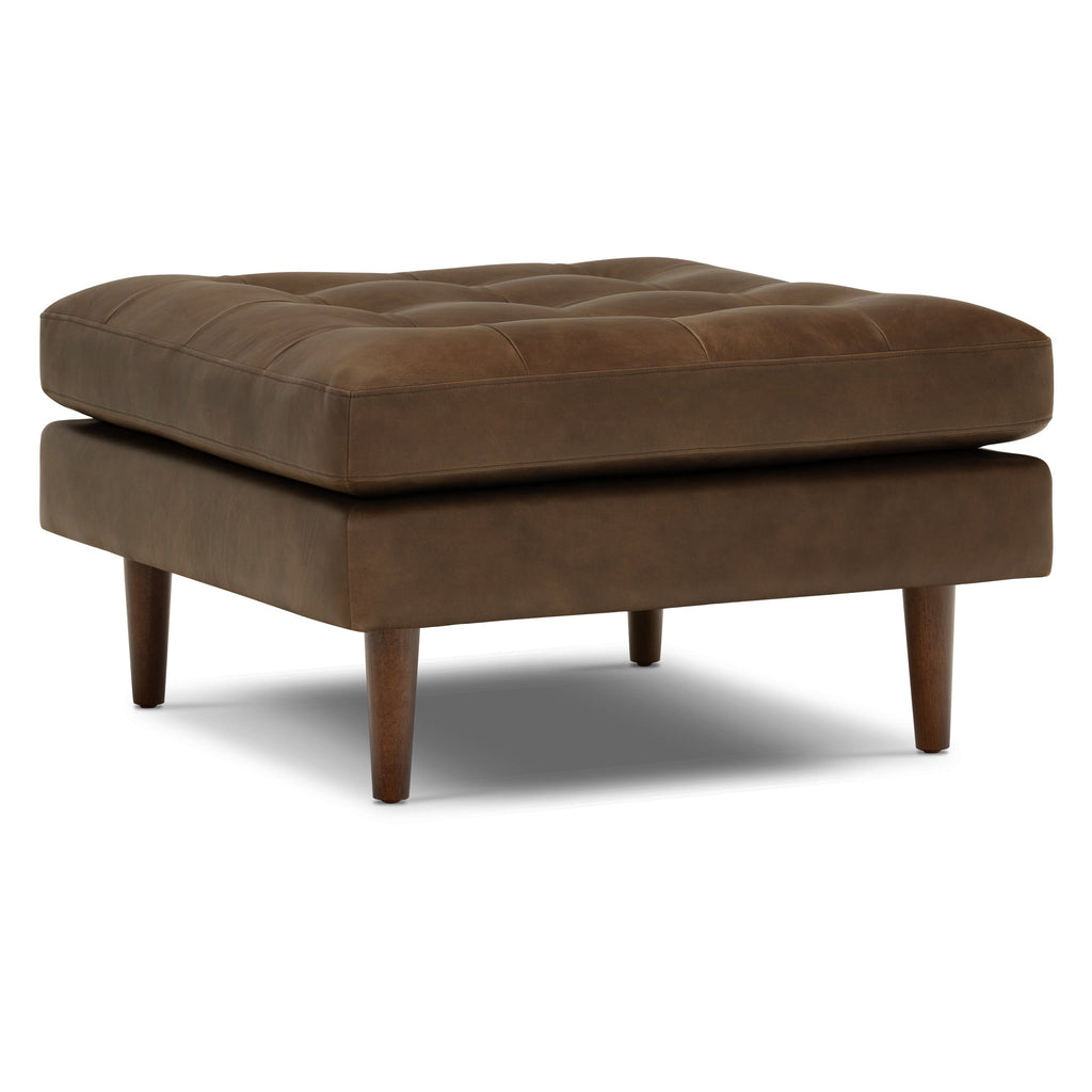 Pouf en cuir | Brun cacao