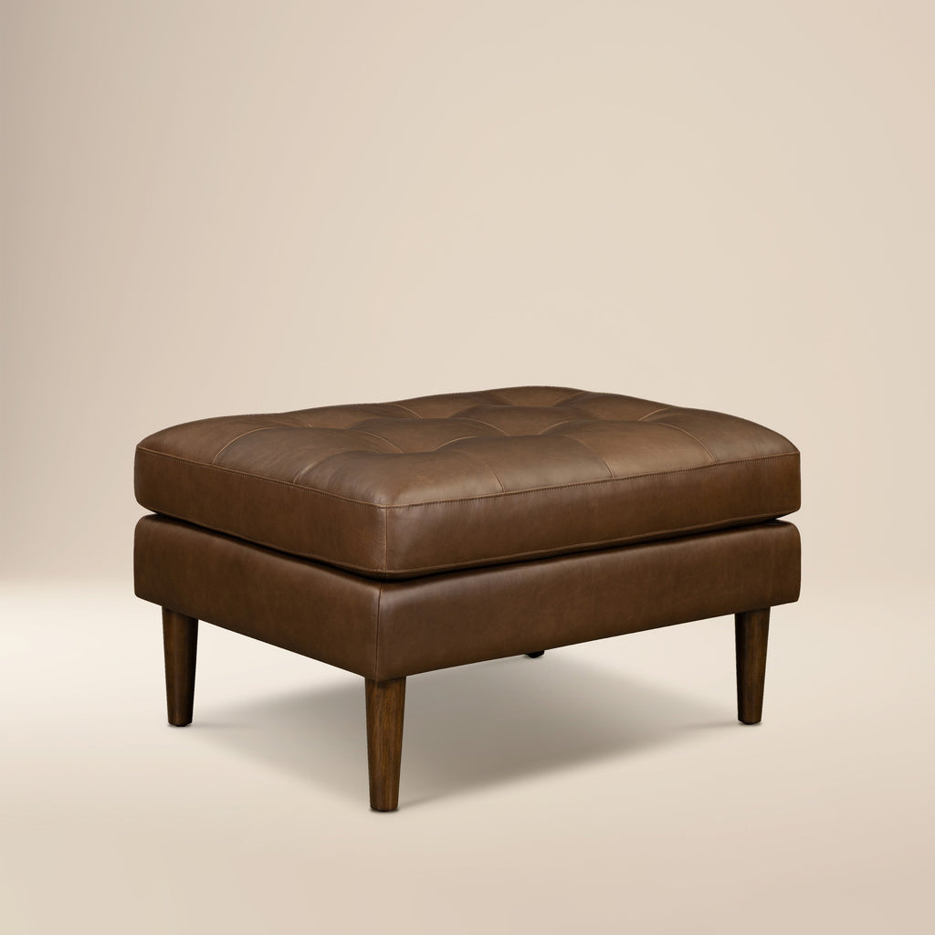 Pouf en cuir | Brun cacao