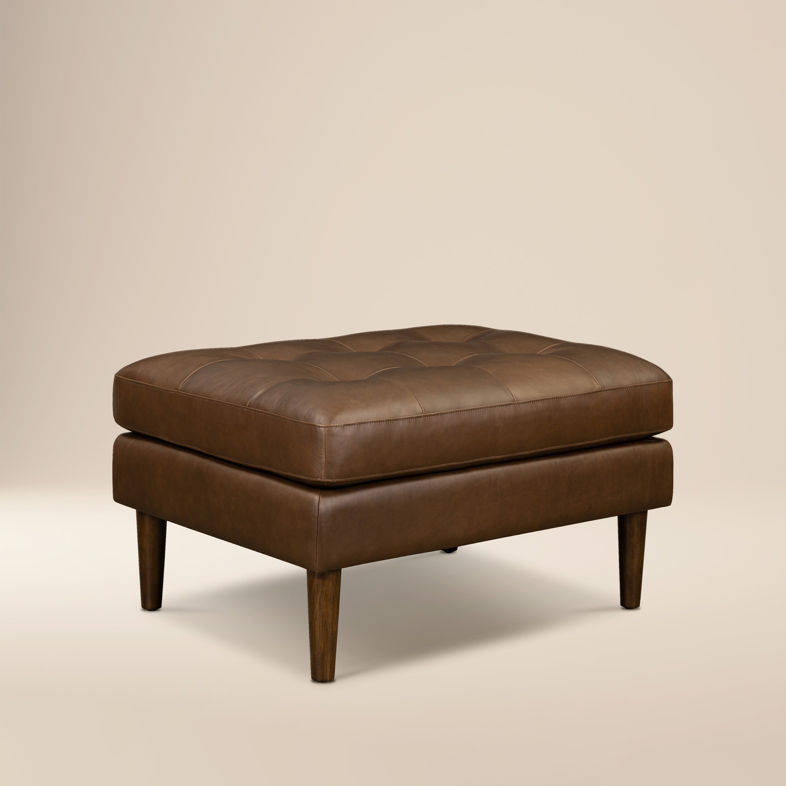 Pouf en cuir | Brun cacao