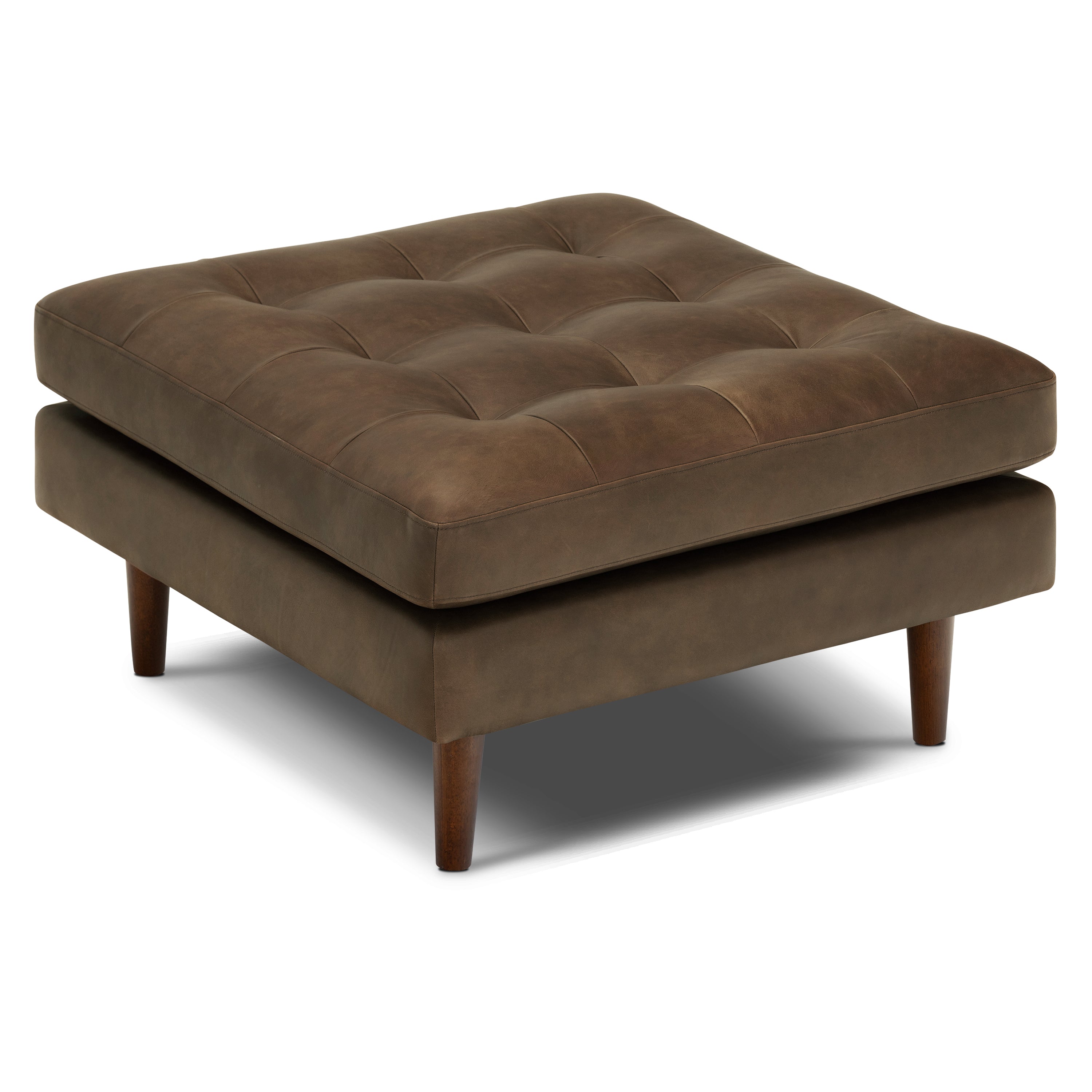 Pouf en cuir | Brun cacao
