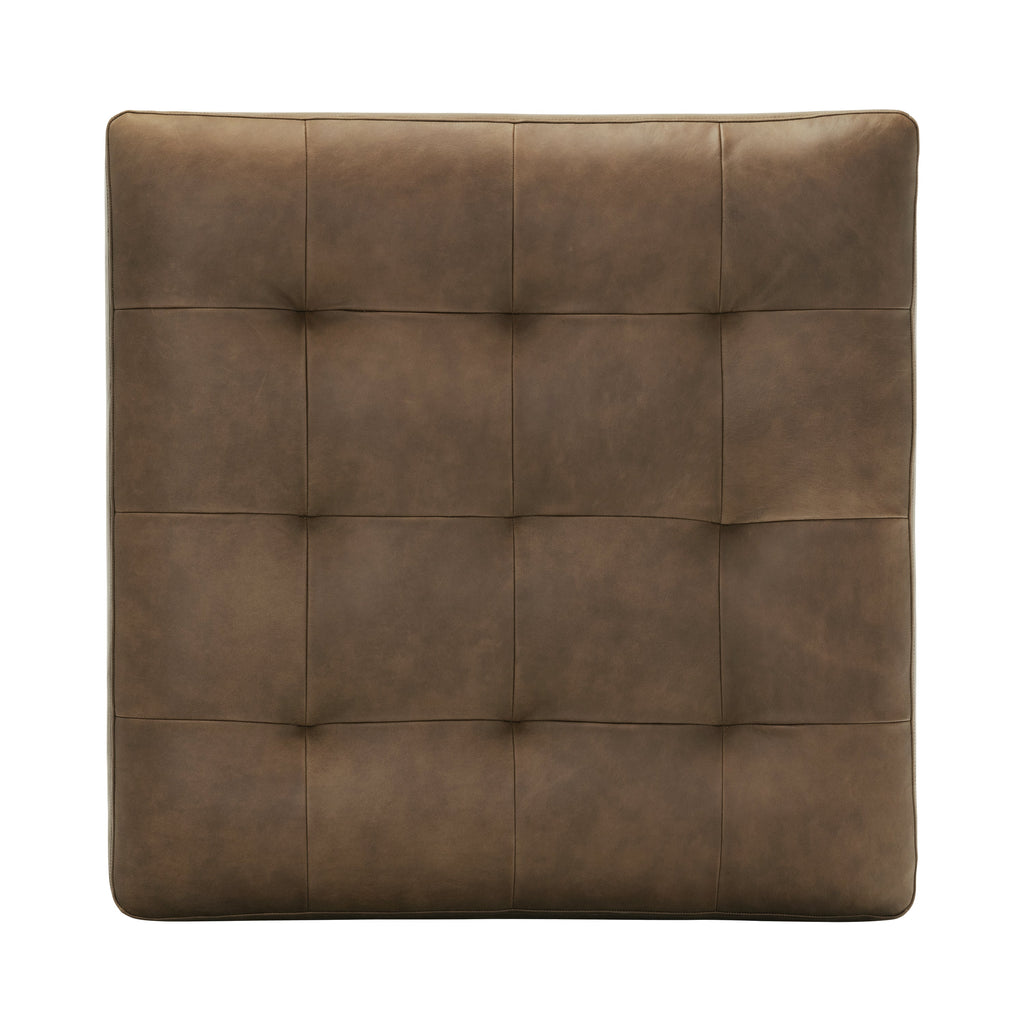 Pouf en cuir | Brun cacao