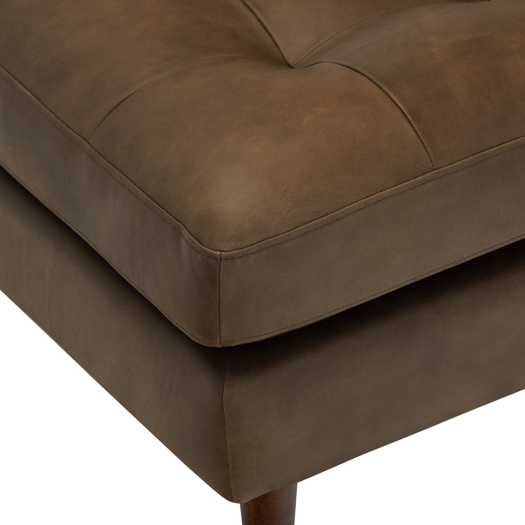 Pouf en cuir | Brun cacao