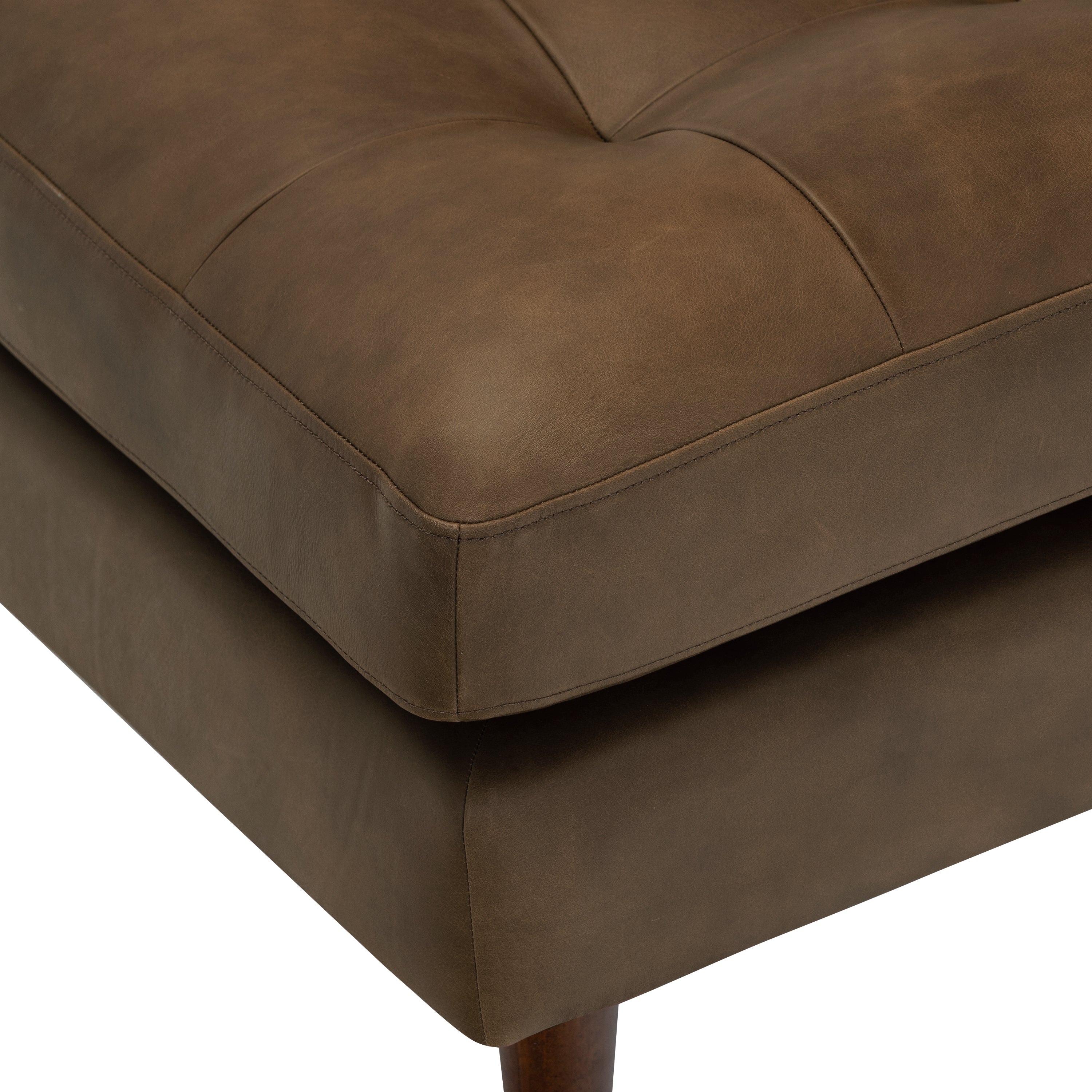 Pouf en cuir | Brun cacao