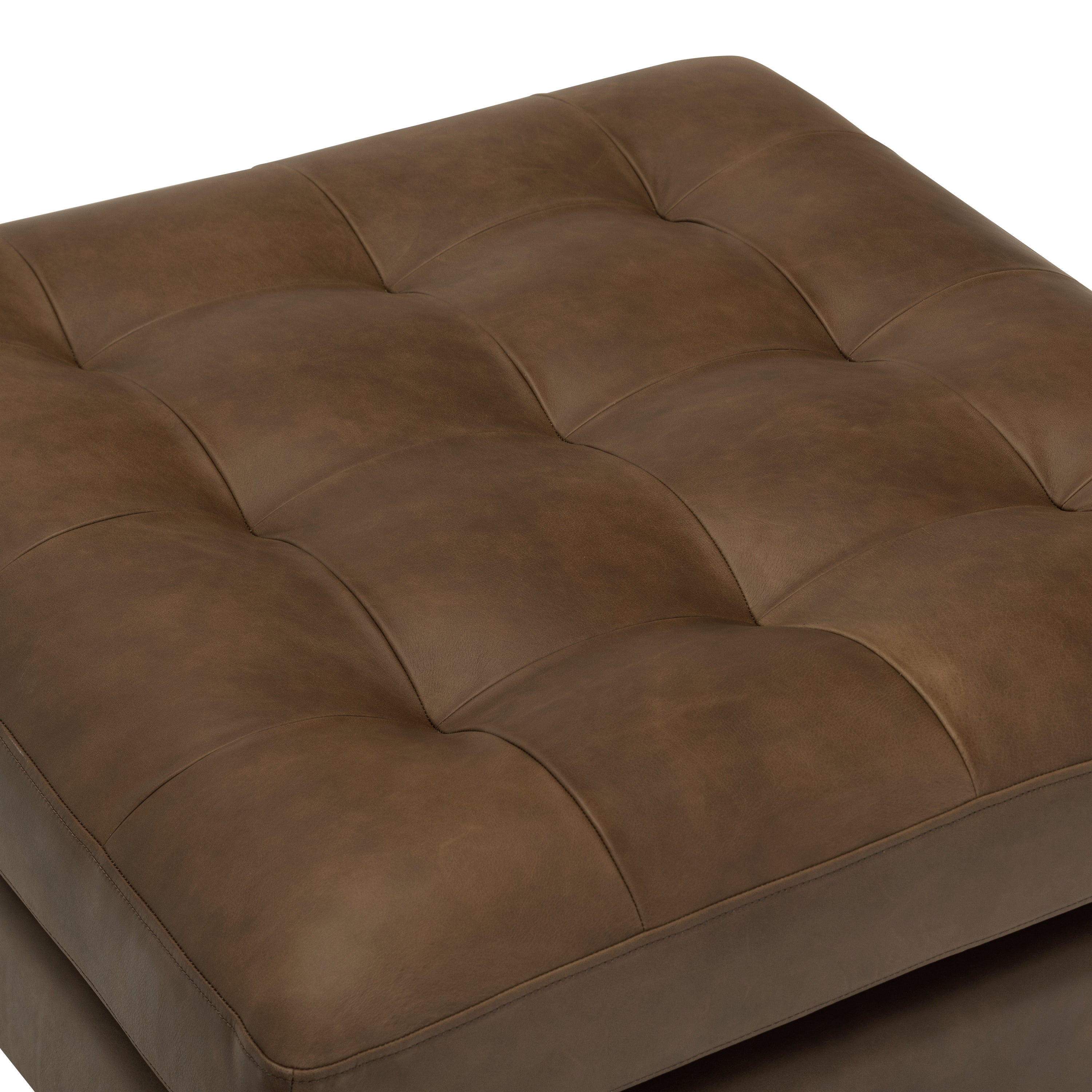 Pouf en cuir | Brun cacao