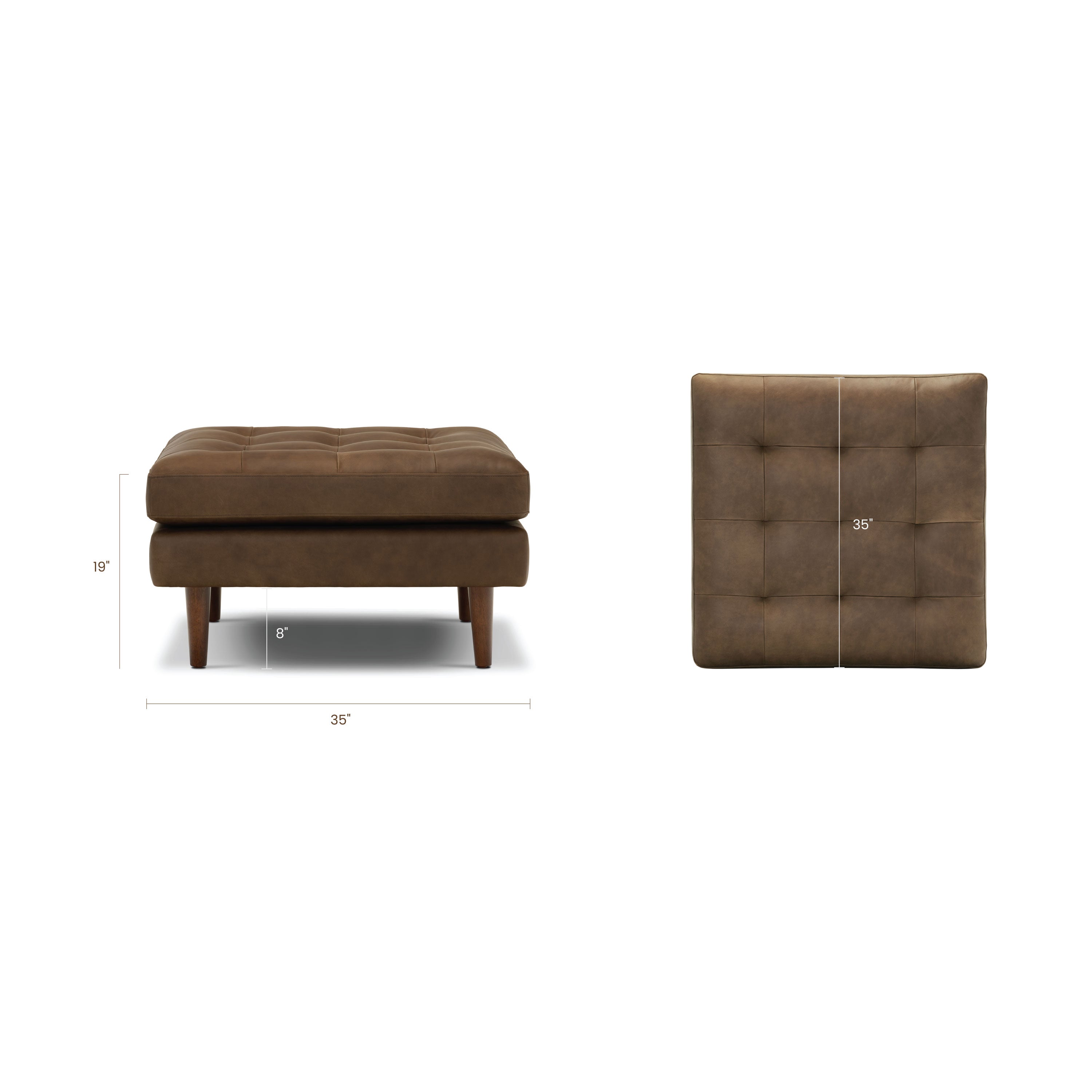 Pouf en cuir | Brun cacao