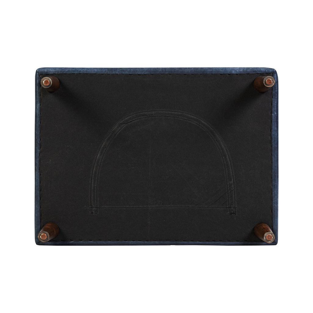 Pouf en cuir | Bleu nuit
