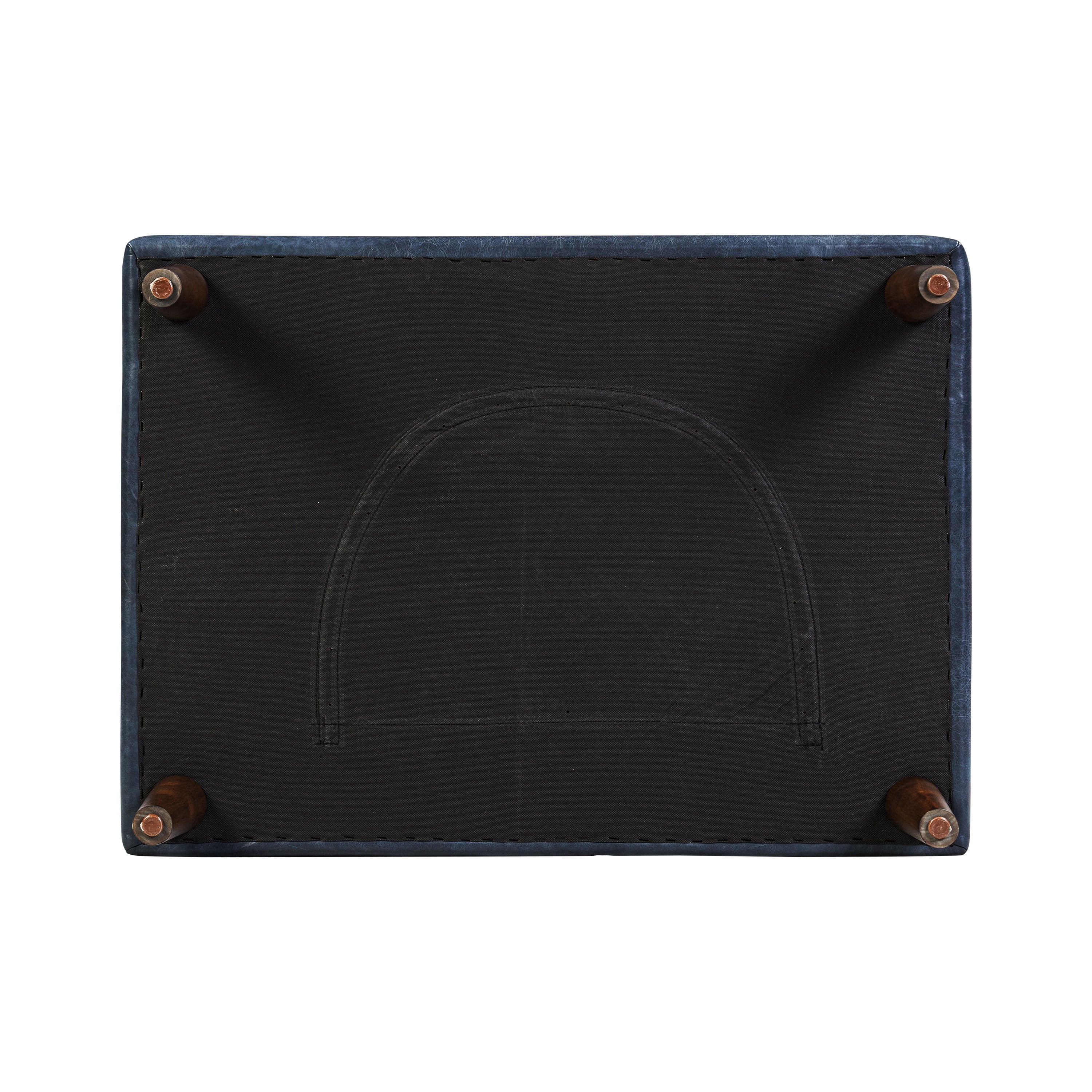 Pouf en cuir | Bleu nuit