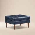 Pouf en cuir | Bleu nuit