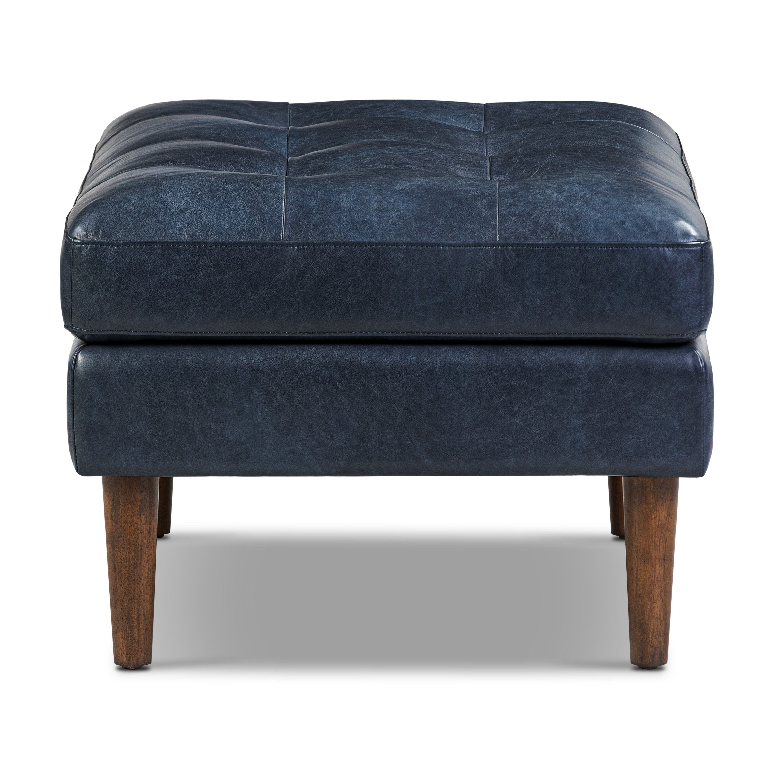 Pouf en cuir | Bleu nuit