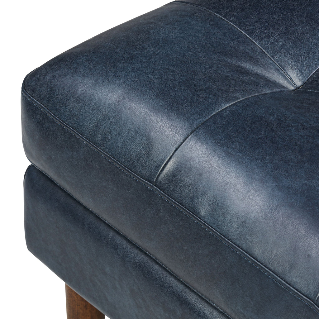 Pouf en cuir | Bleu nuit