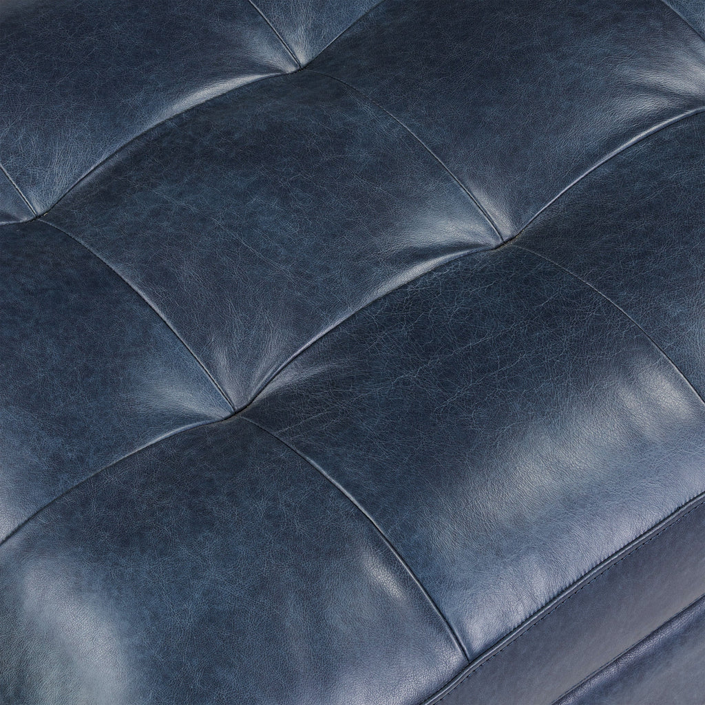 Pouf en cuir | Bleu nuit