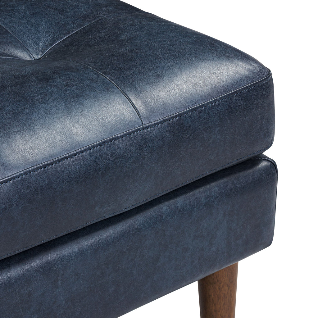 Pouf en cuir | Bleu nuit