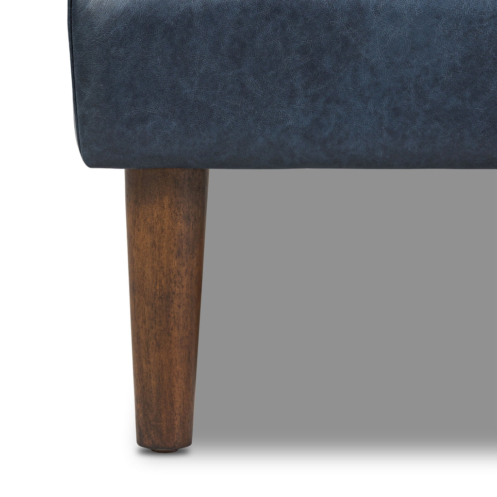 Pouf en cuir | Bleu nuit