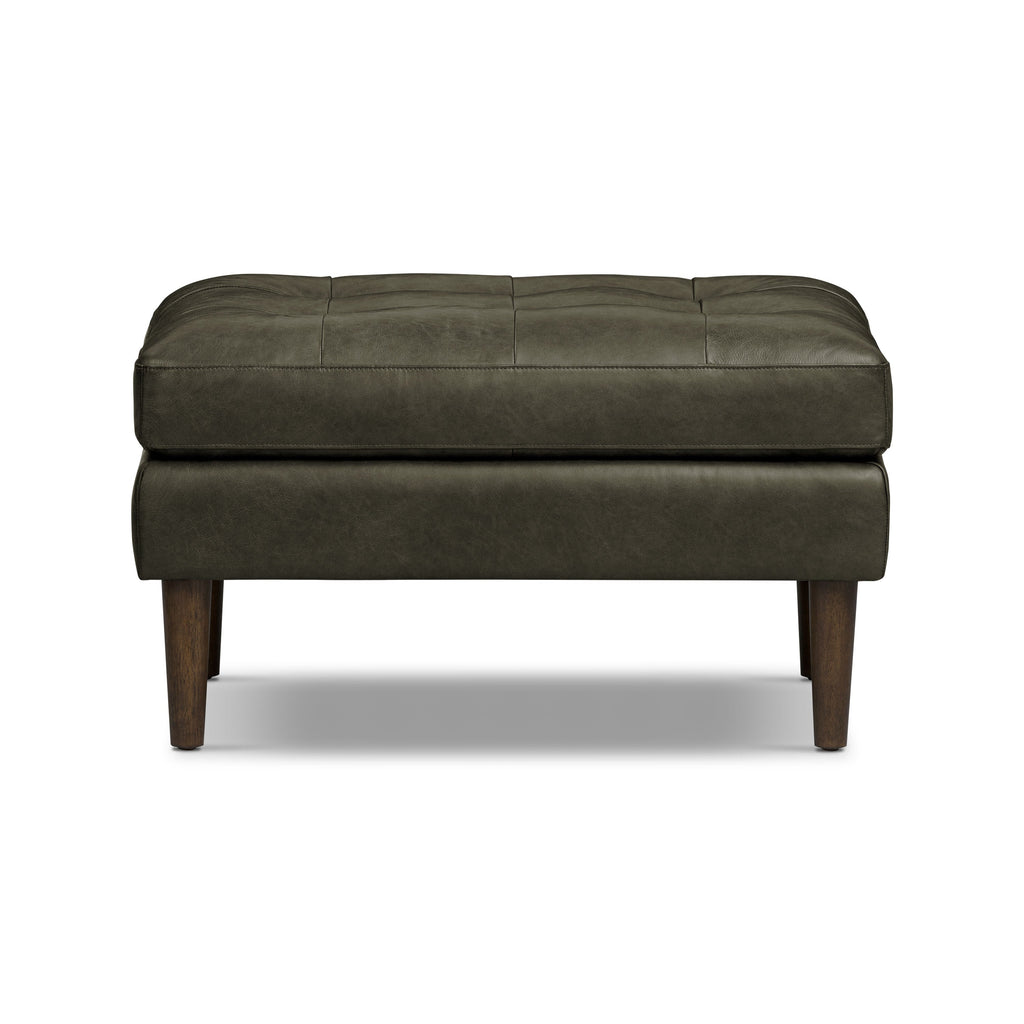 Pouf en cuir | Vert olive