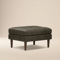 Pouf en cuir | Vert olive