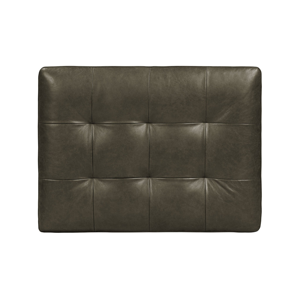 Pouf en cuir | Vert olive