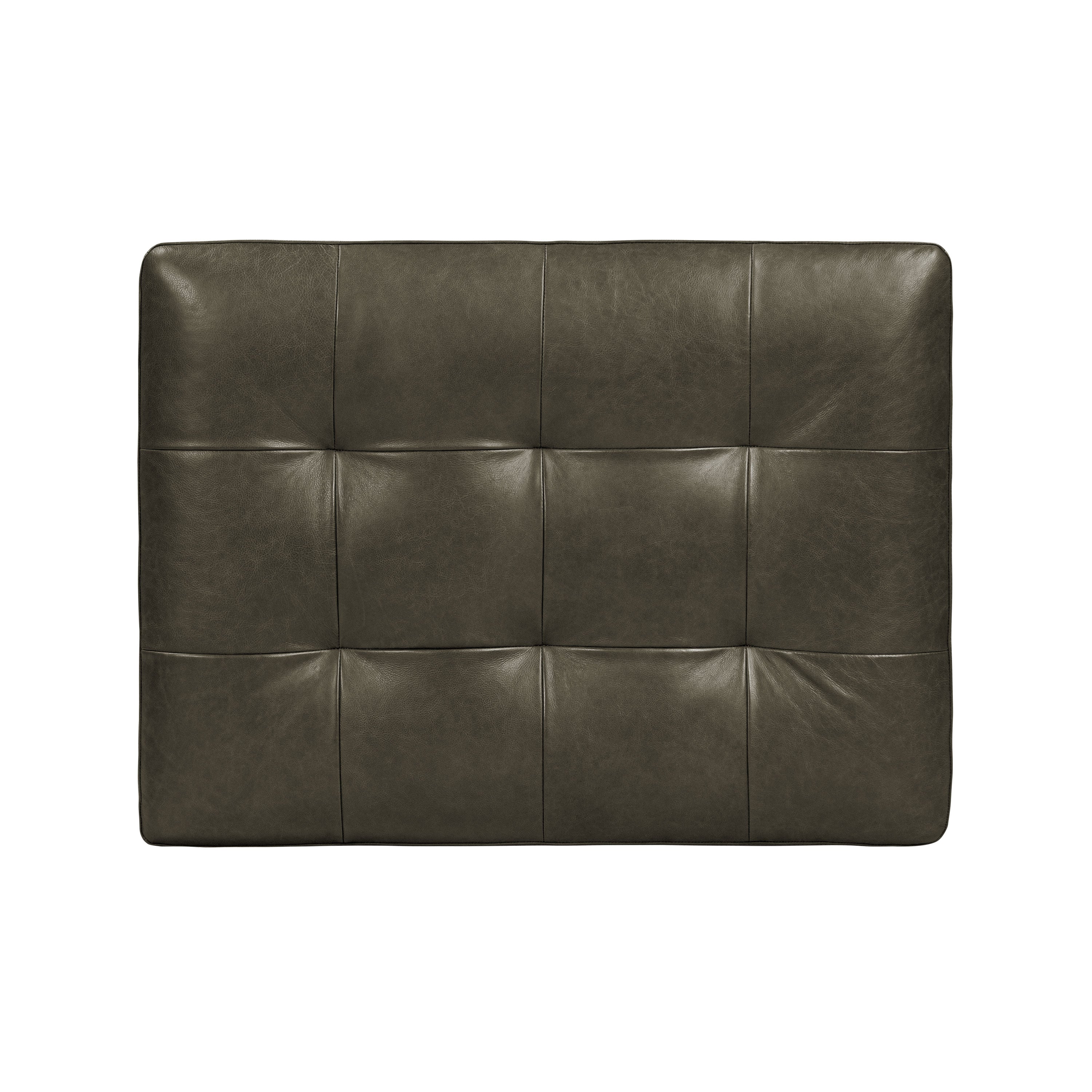 Pouf en cuir | Vert olive
