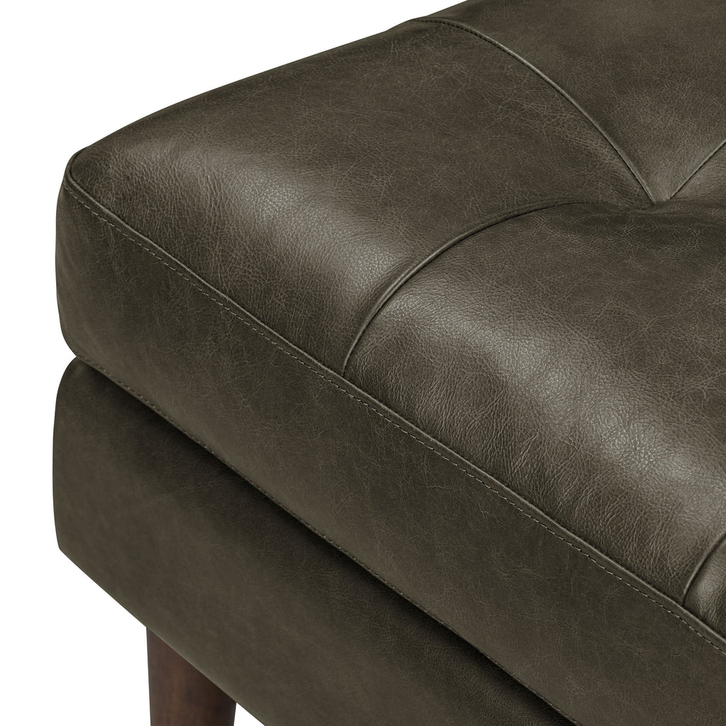 Pouf en cuir | Vert olive