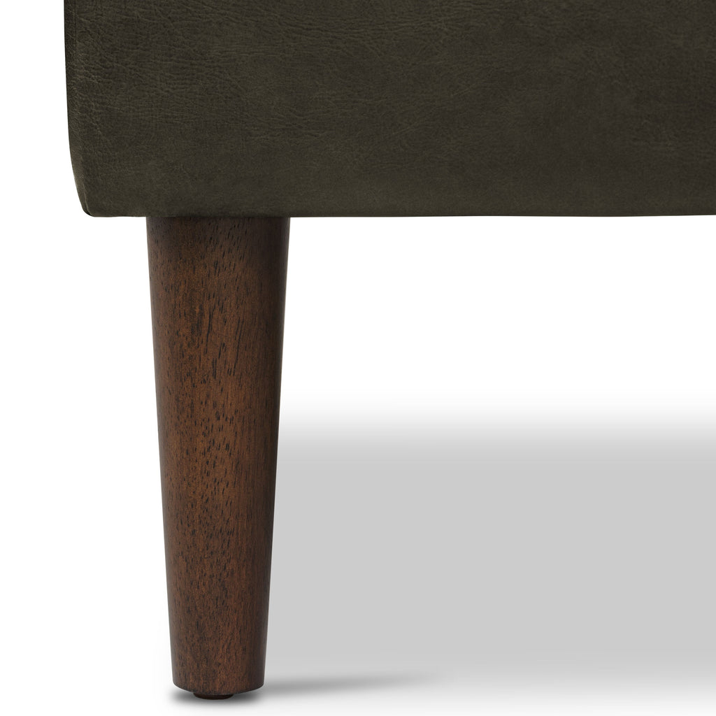 Pouf en cuir | Vert olive