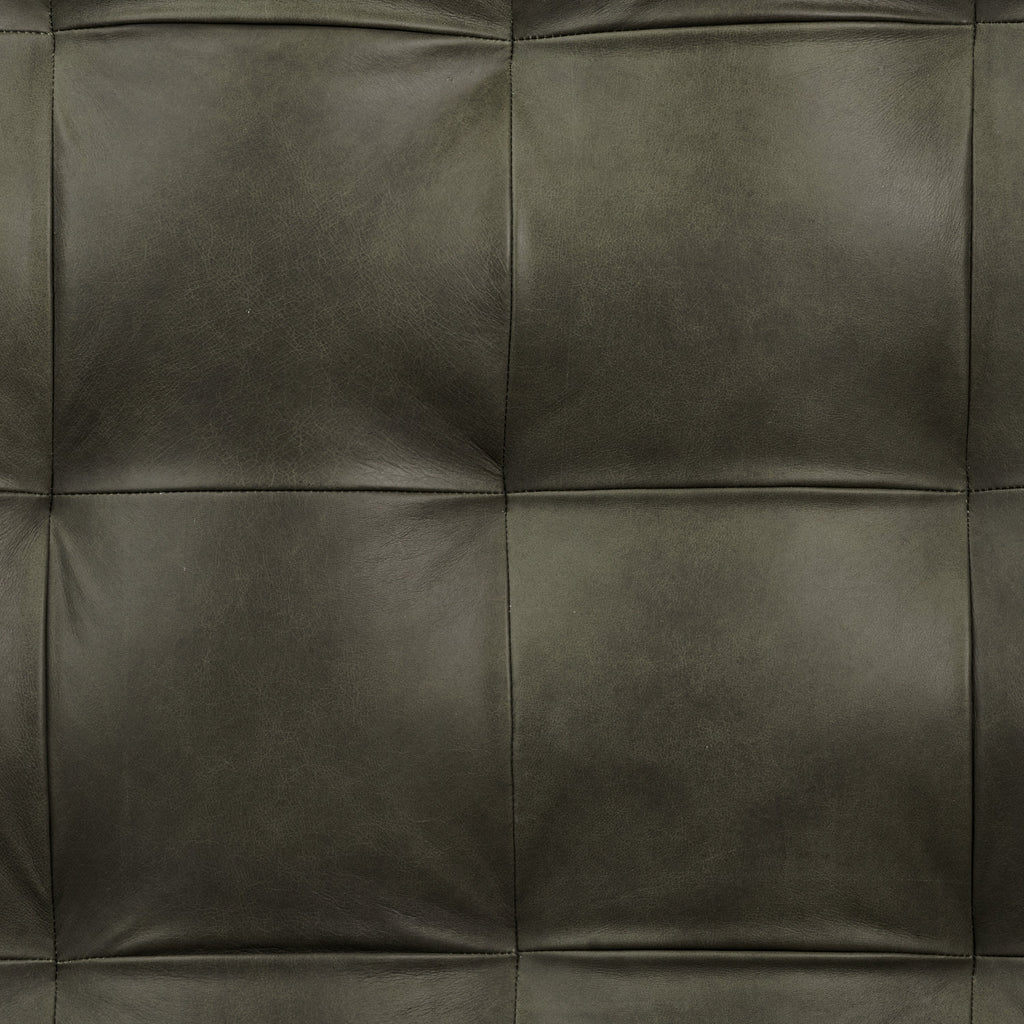 Pouf en cuir | Vert olive