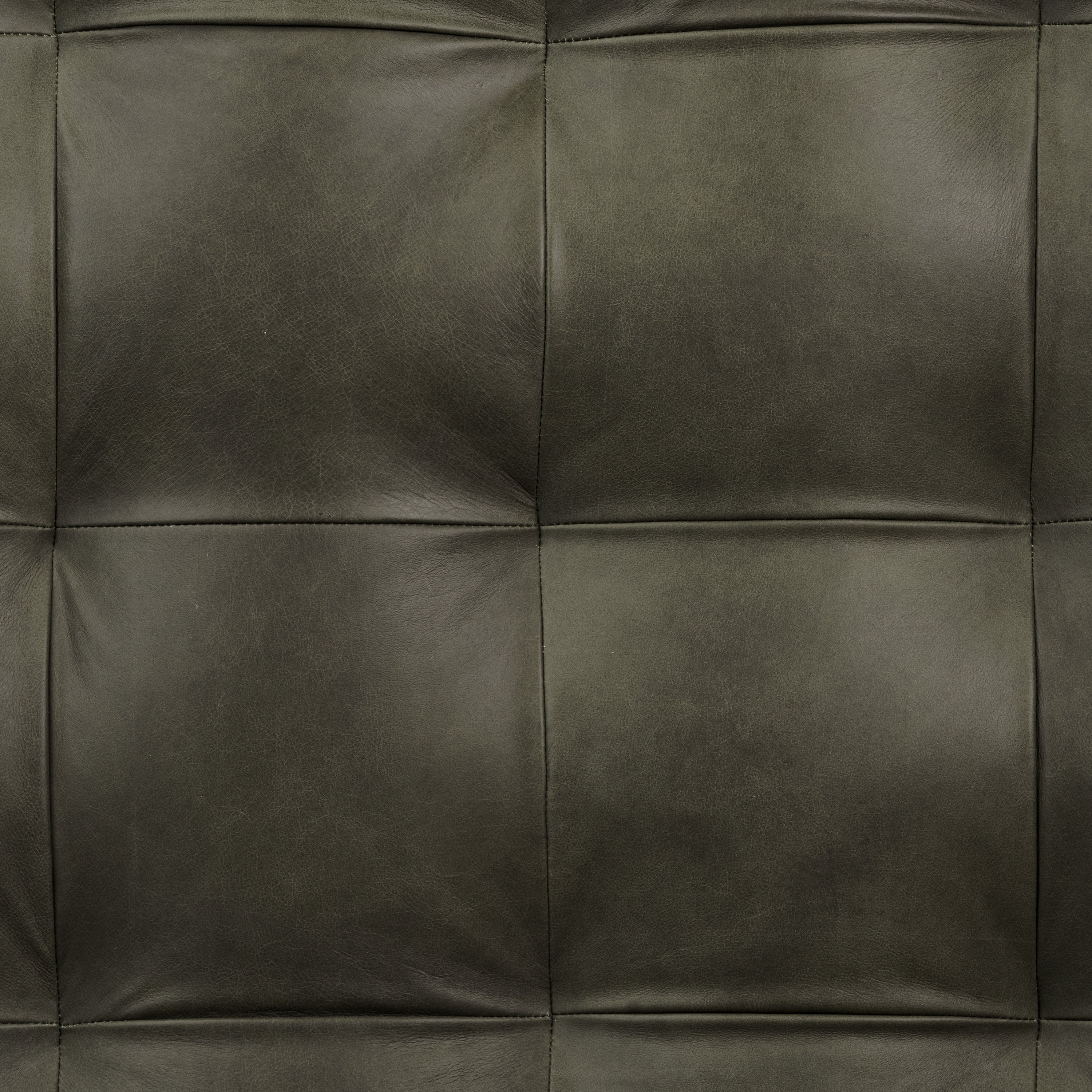 Pouf en cuir | Vert olive