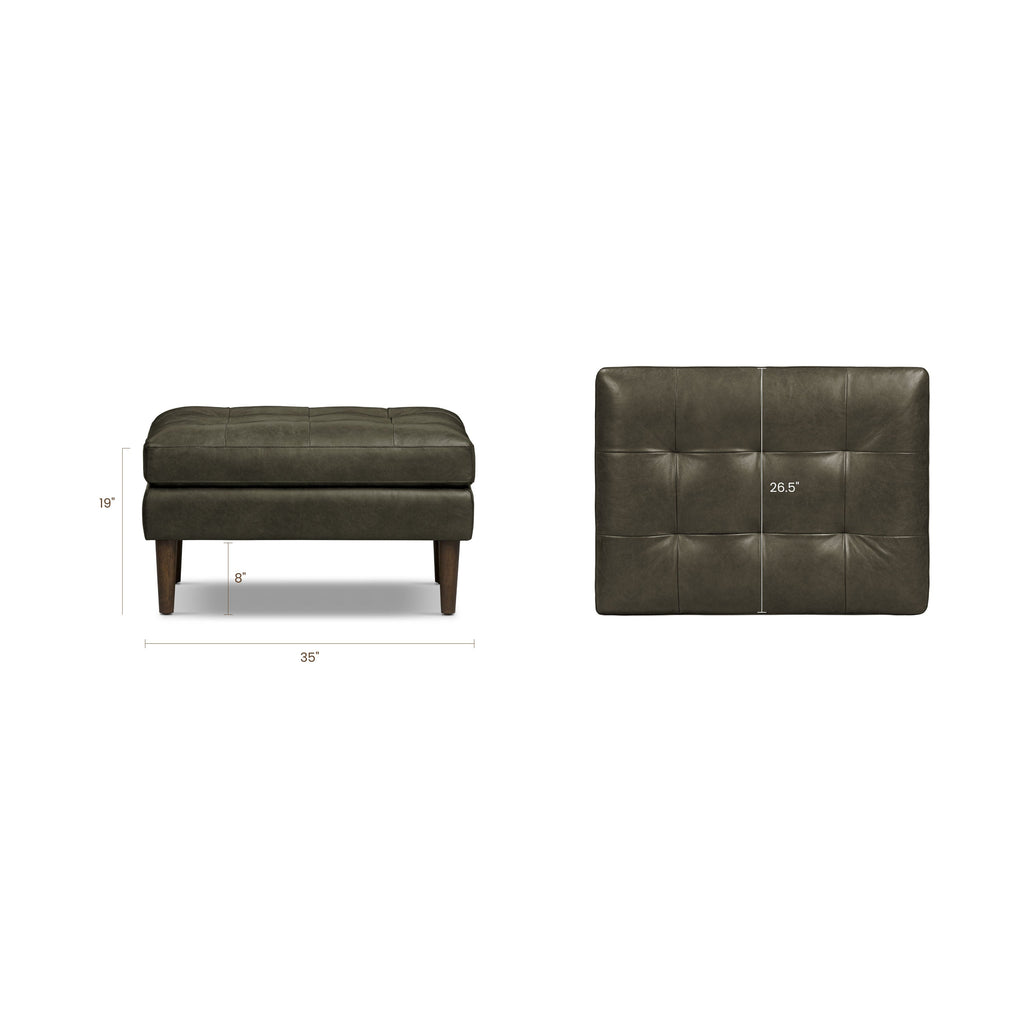 Pouf en cuir | Vert olive