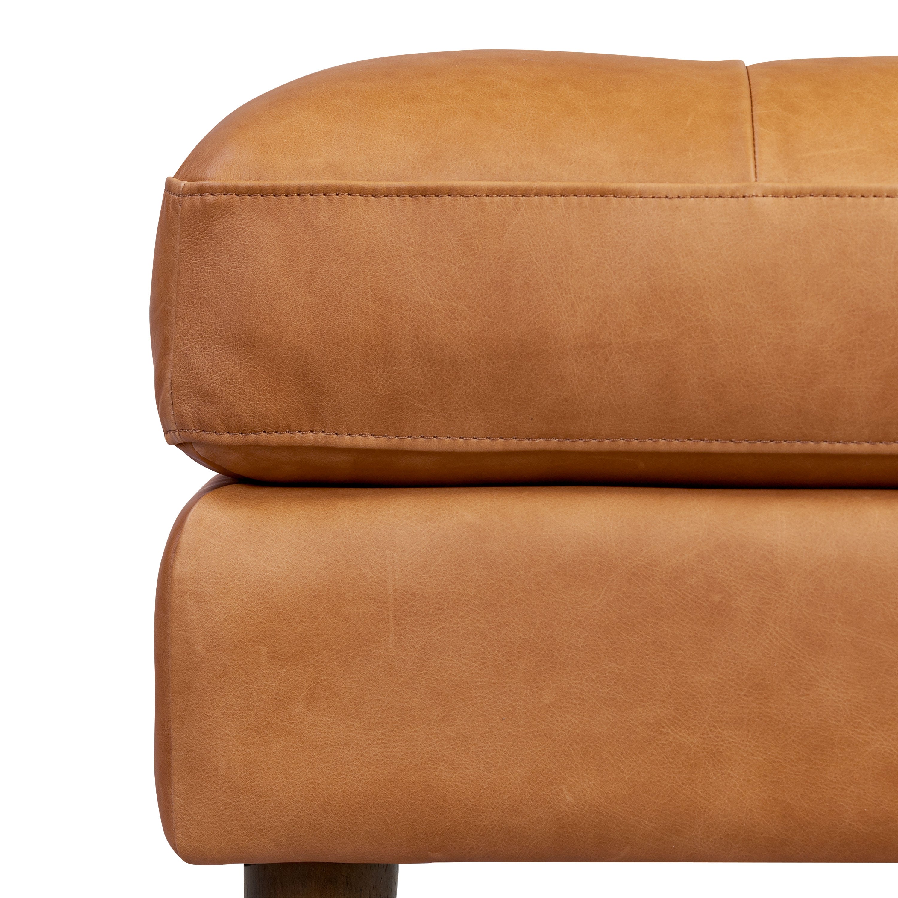 Pouf en cuir | Cognac
