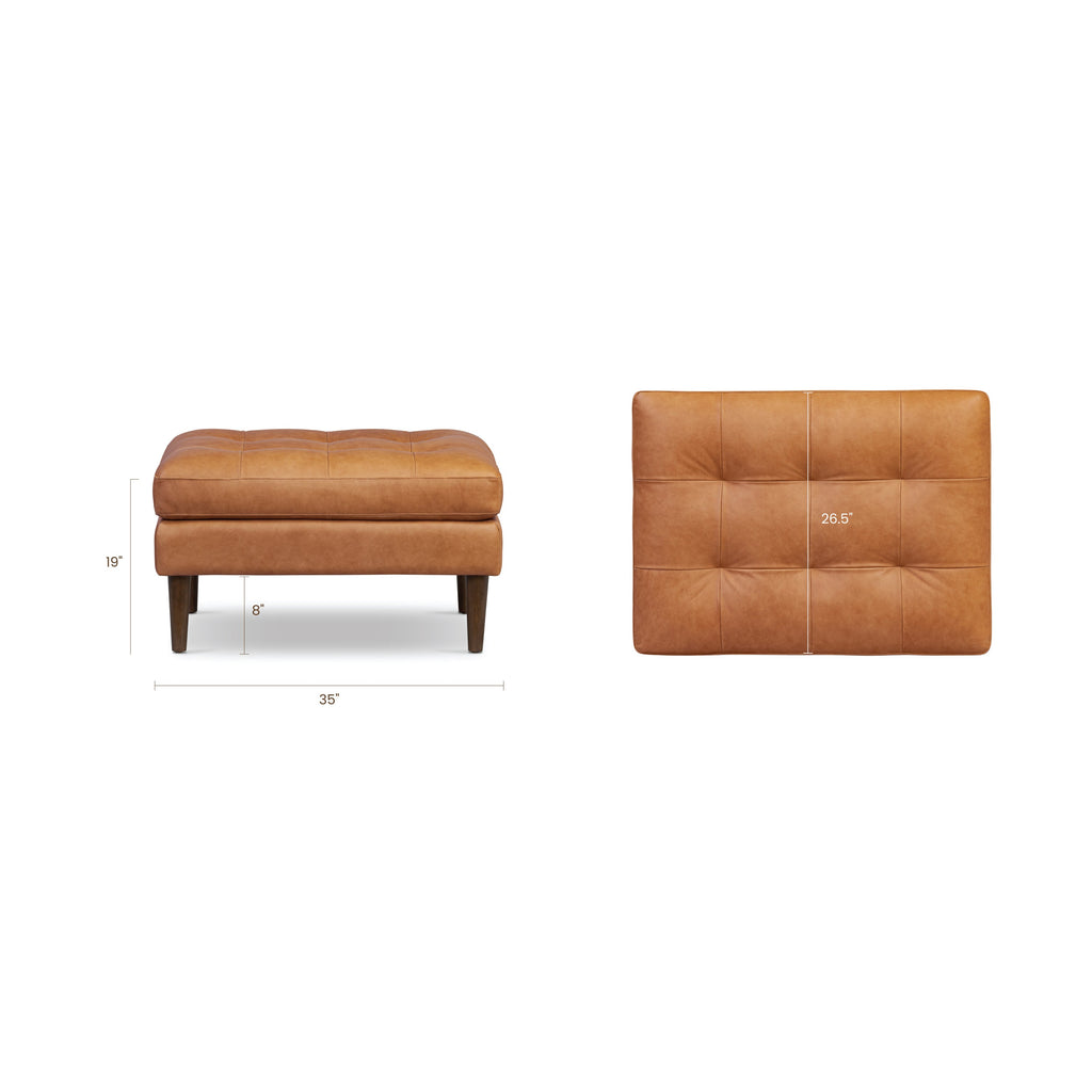 Pouf en cuir | Cognac