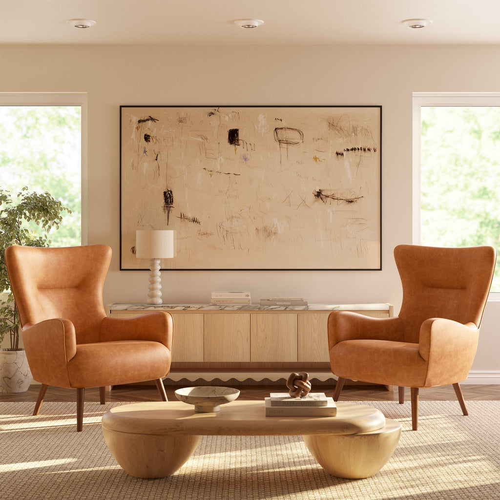 Fauteuil en cuir | Tan Cognac