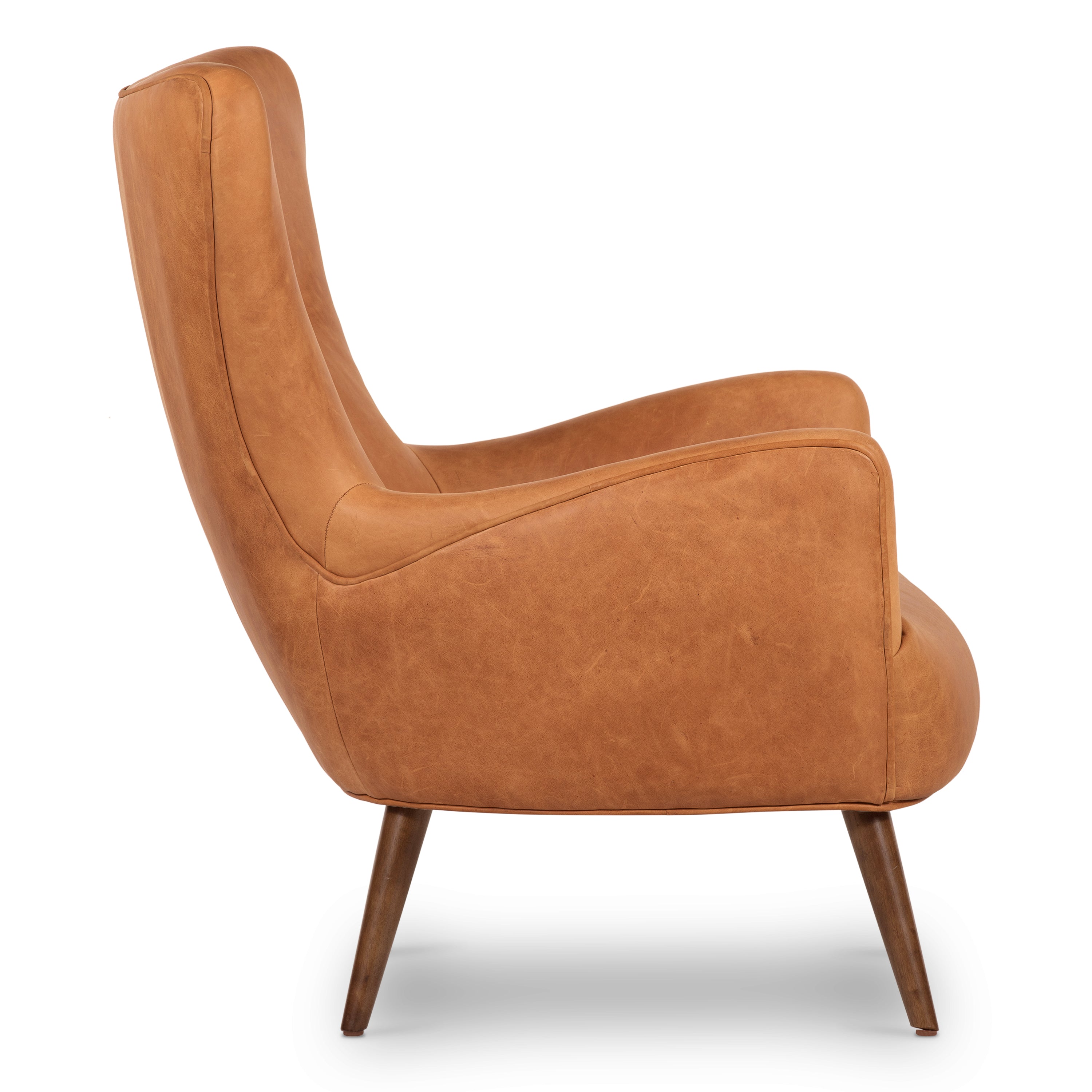 Fauteuil en cuir | Tan cognac