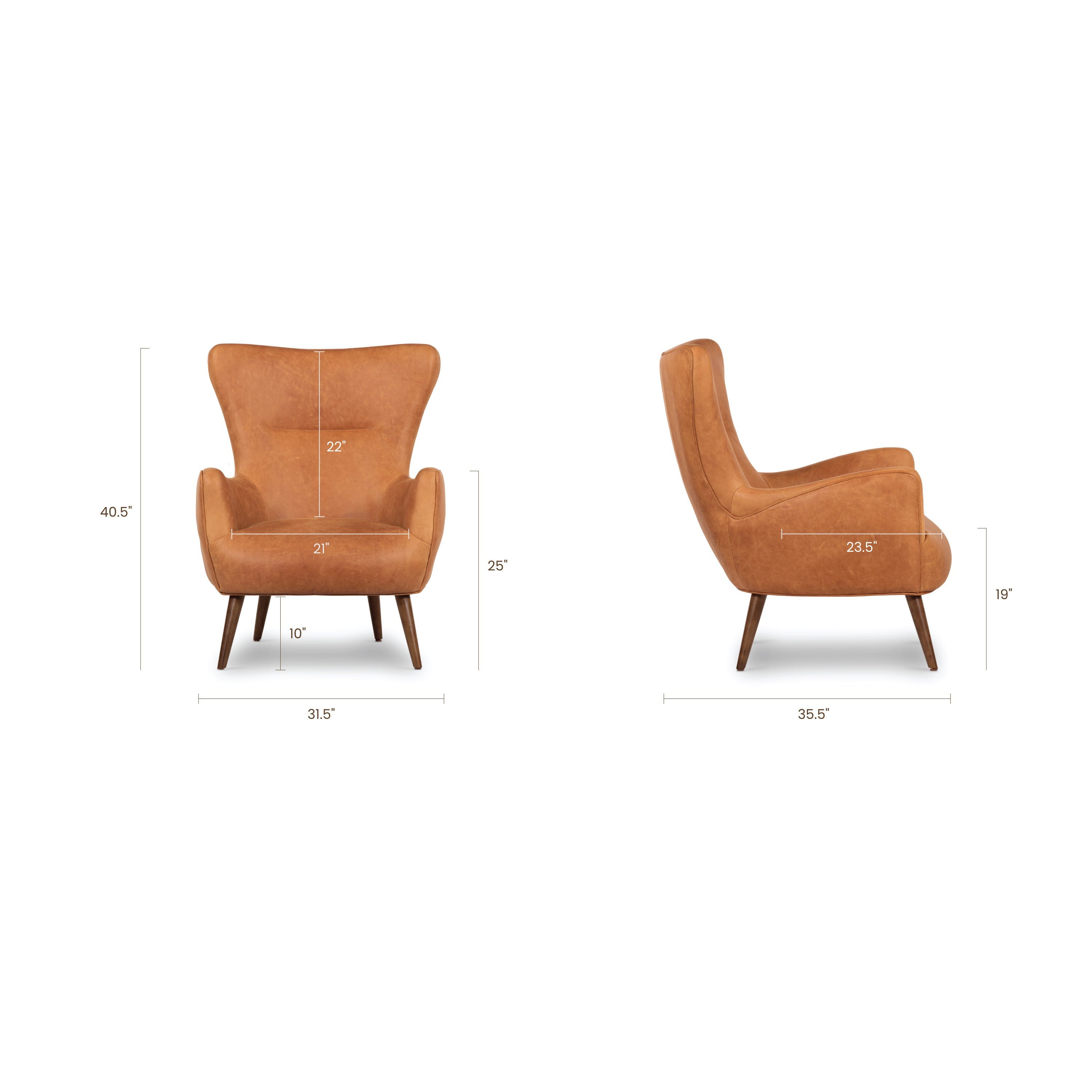 Fauteuil en cuir | Tan Cognac