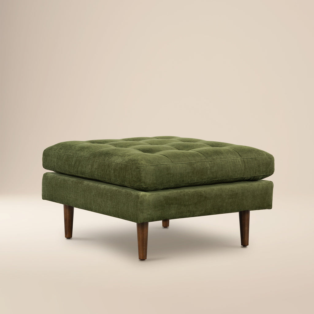 Ottoman en velours | Vert vieilli