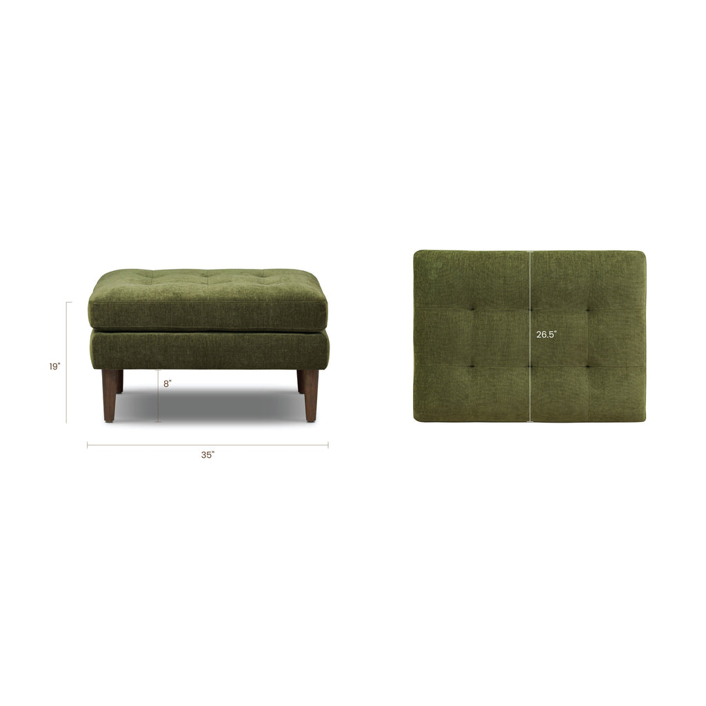 Ottoman en velours | Vert vieilli
