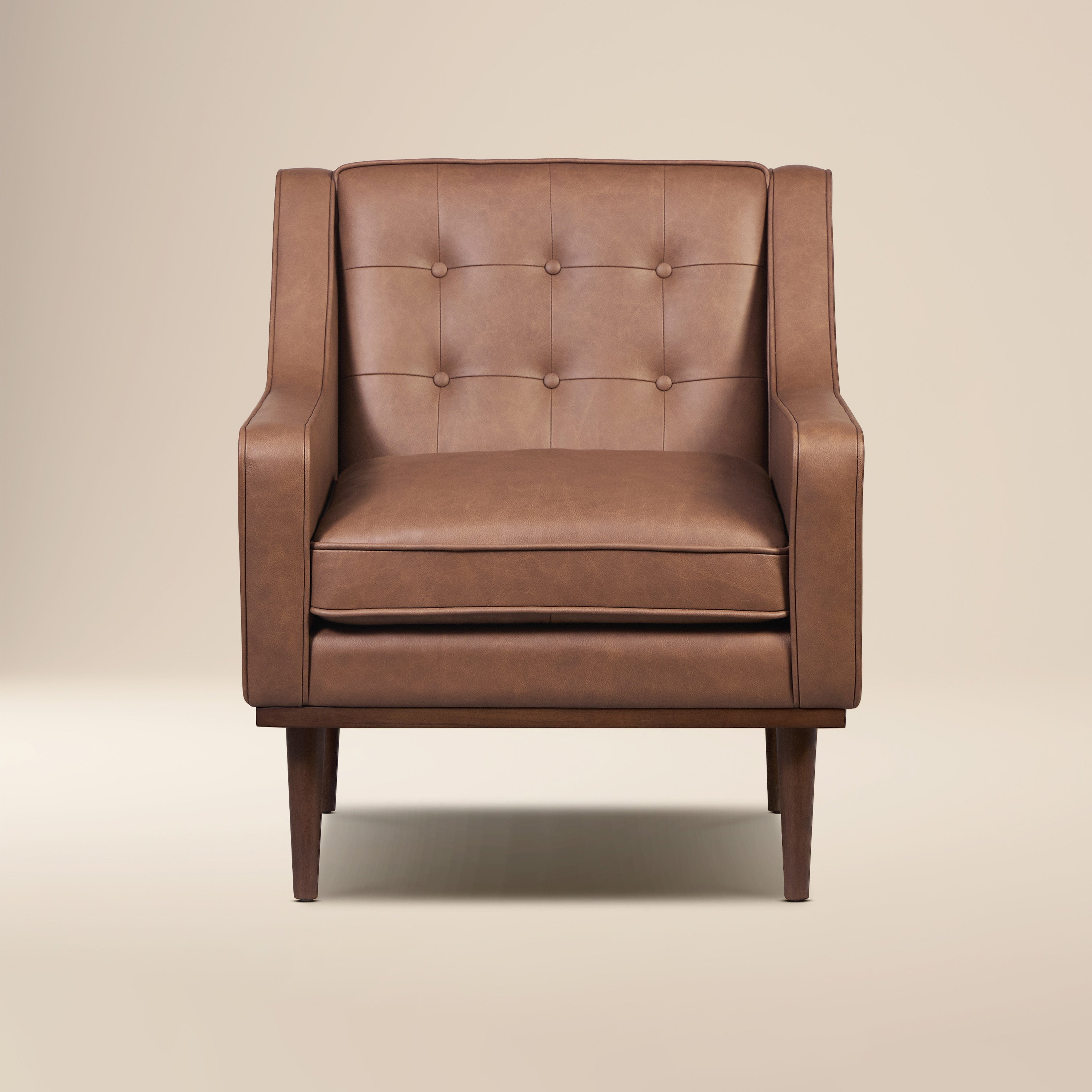 Fauteuil en cuir | Brun caramel