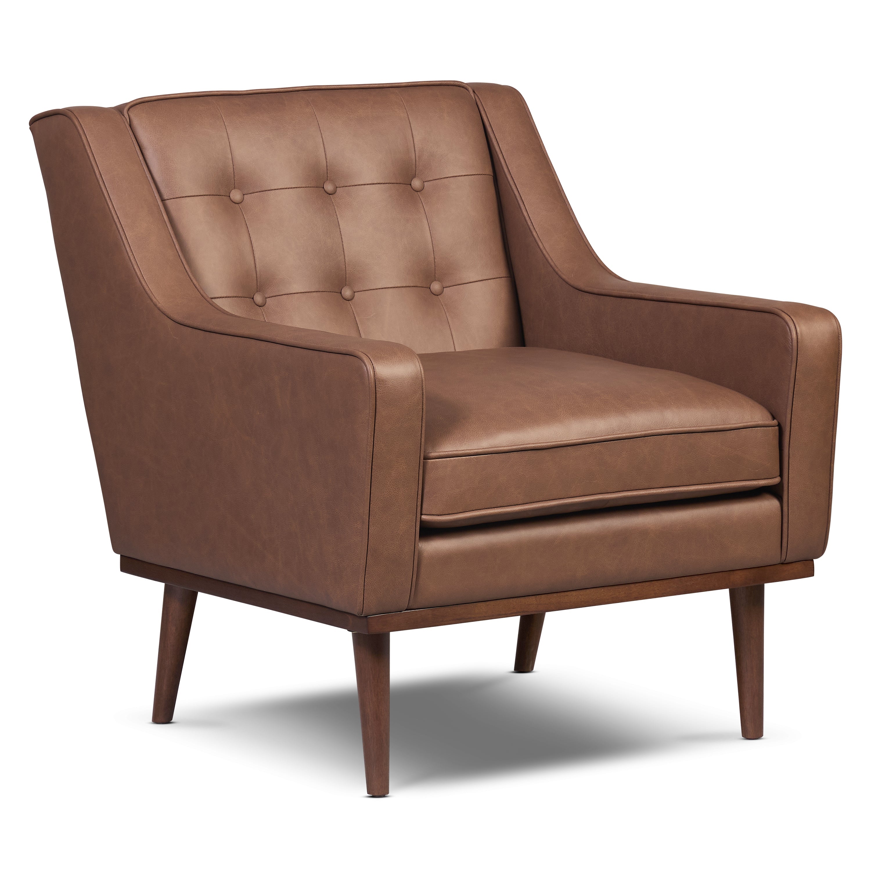 Fauteuil en cuir | Brun caramel