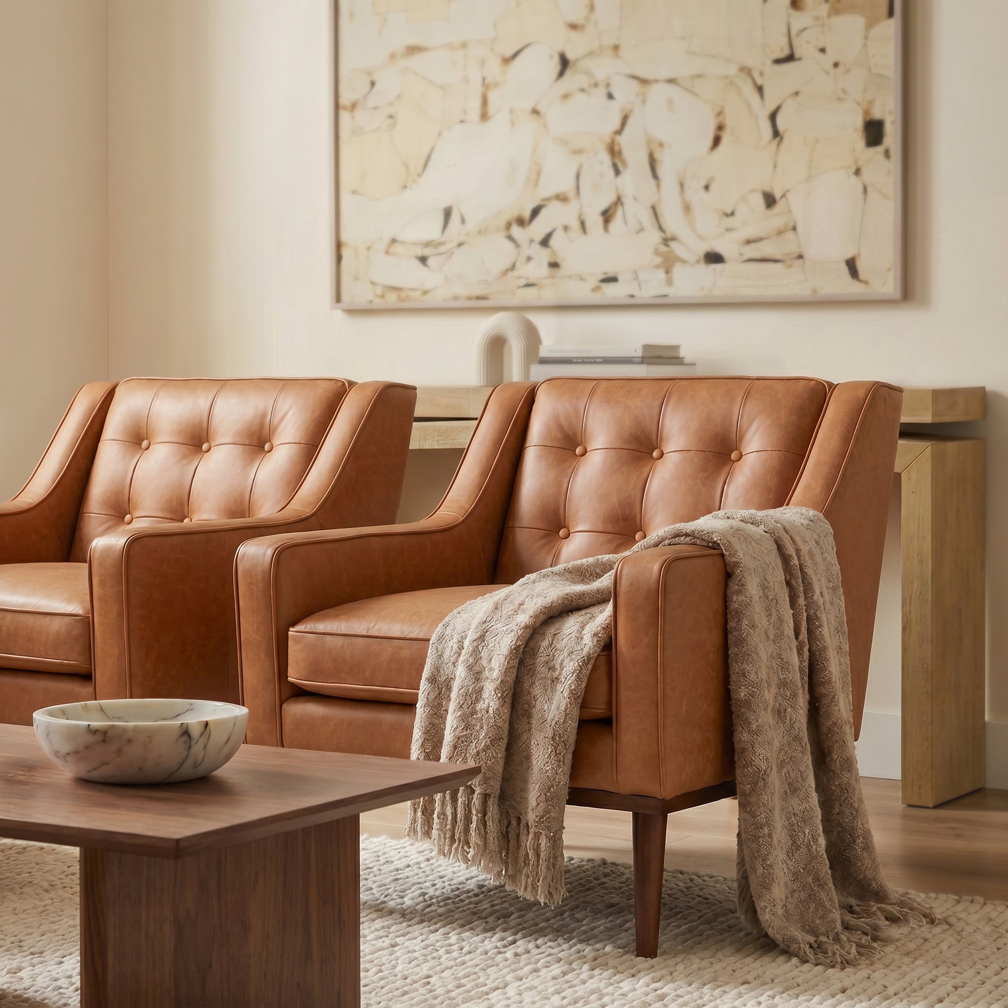 Fauteuil en cuir | Cognac Tan
