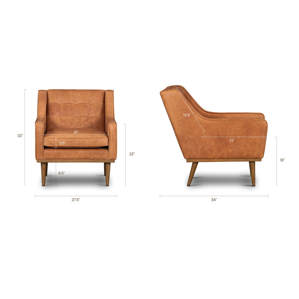 Fauteuil en cuir | Cognac Tan