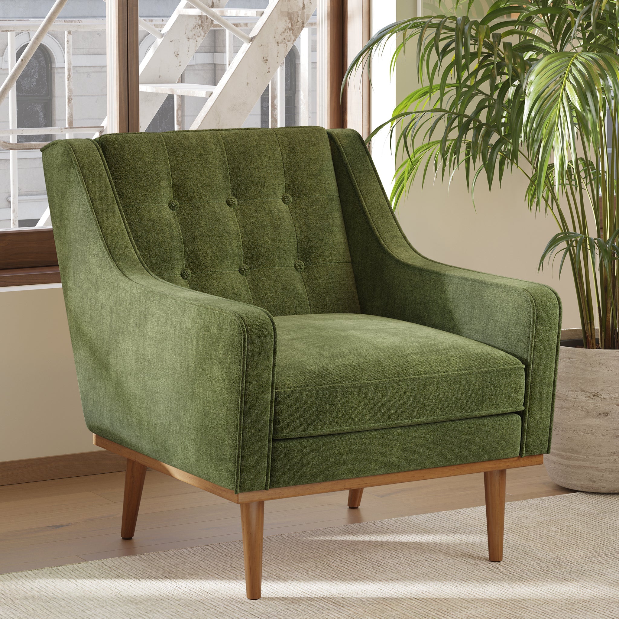 Fauteuil en tissu | Vert vieilli