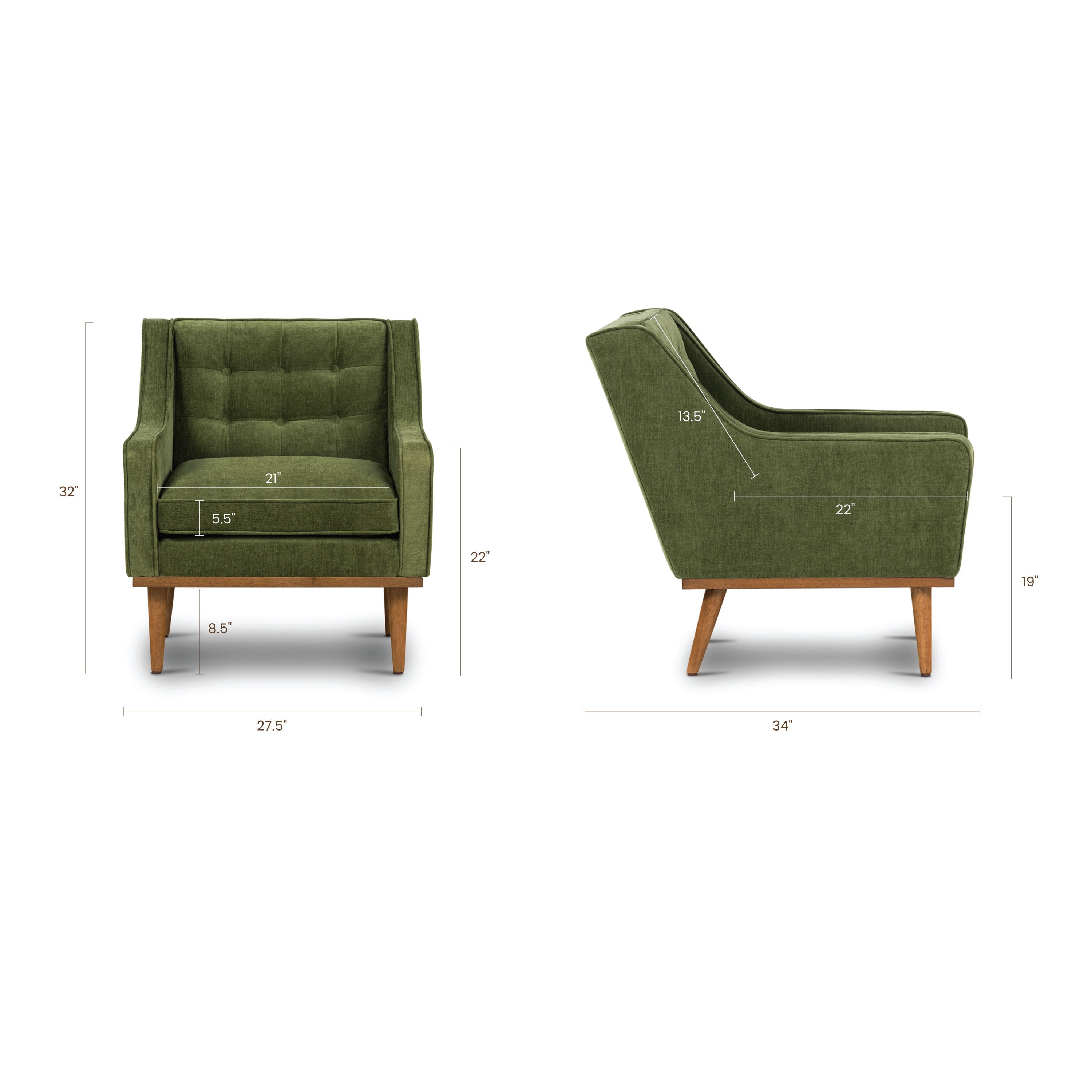 Fauteuil en tissu | Vert vieilli
