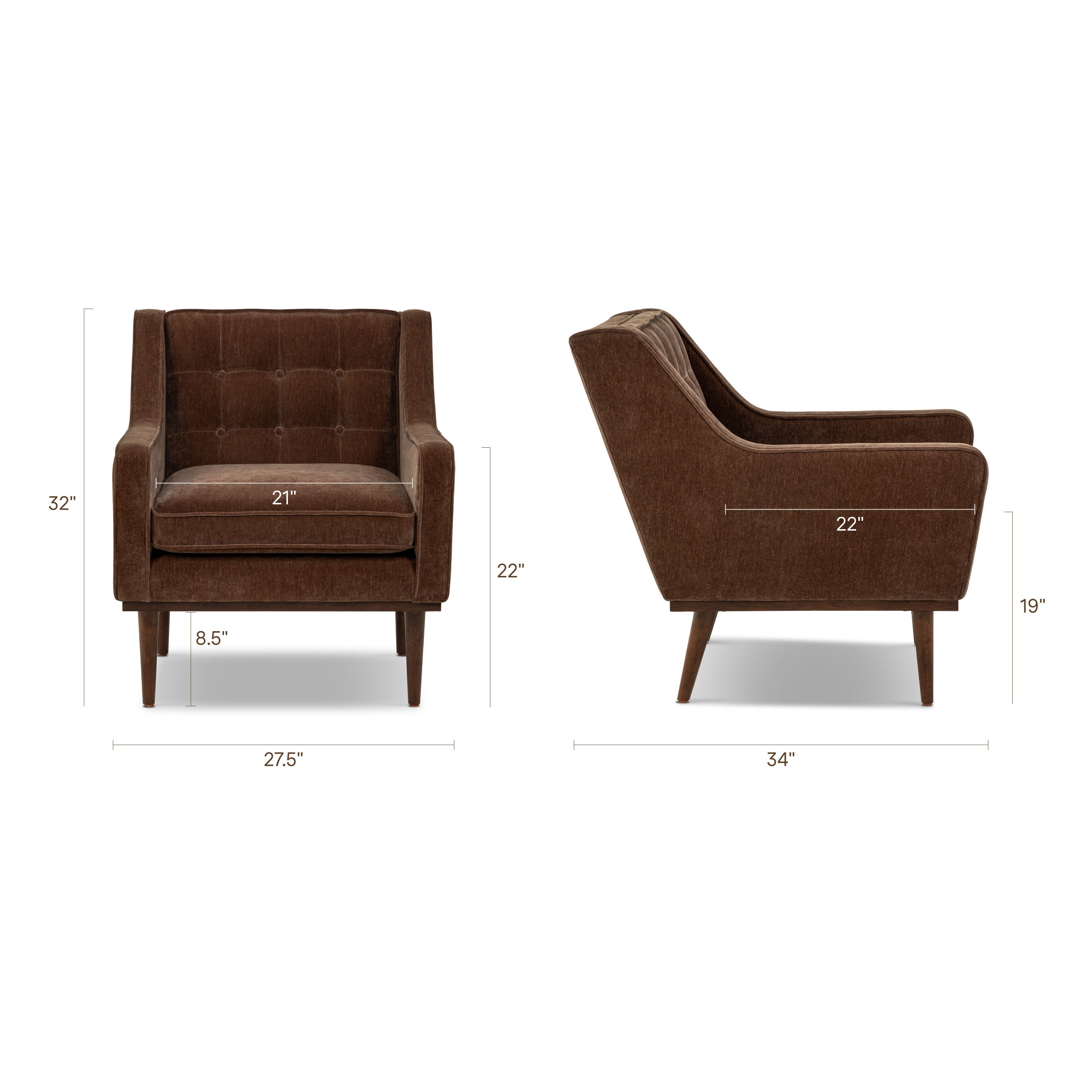 Fauteuil en tissu | Marron bronzé