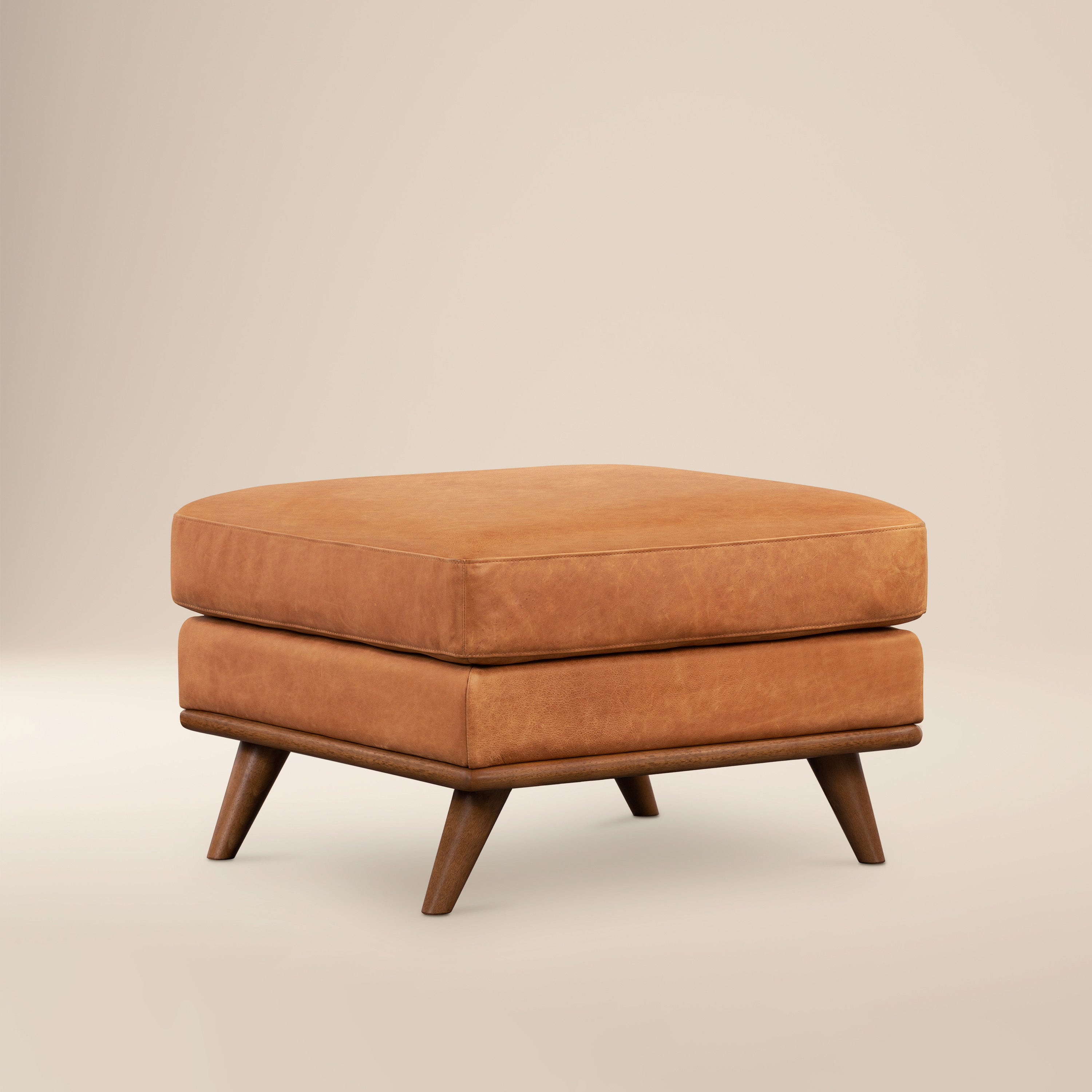Repose-pieds en cuir | Tan Cognac