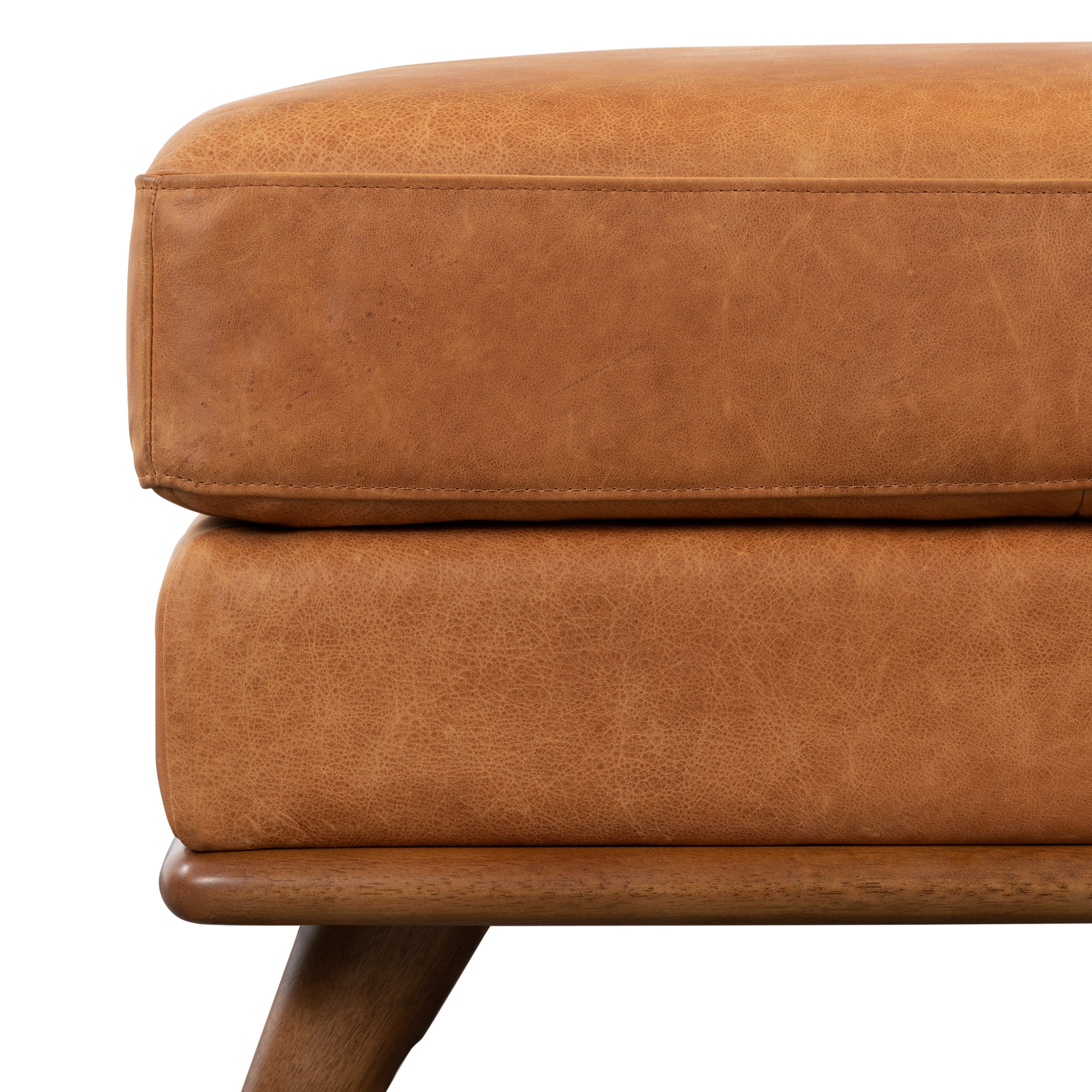 Repose-pieds en cuir | Tan Cognac