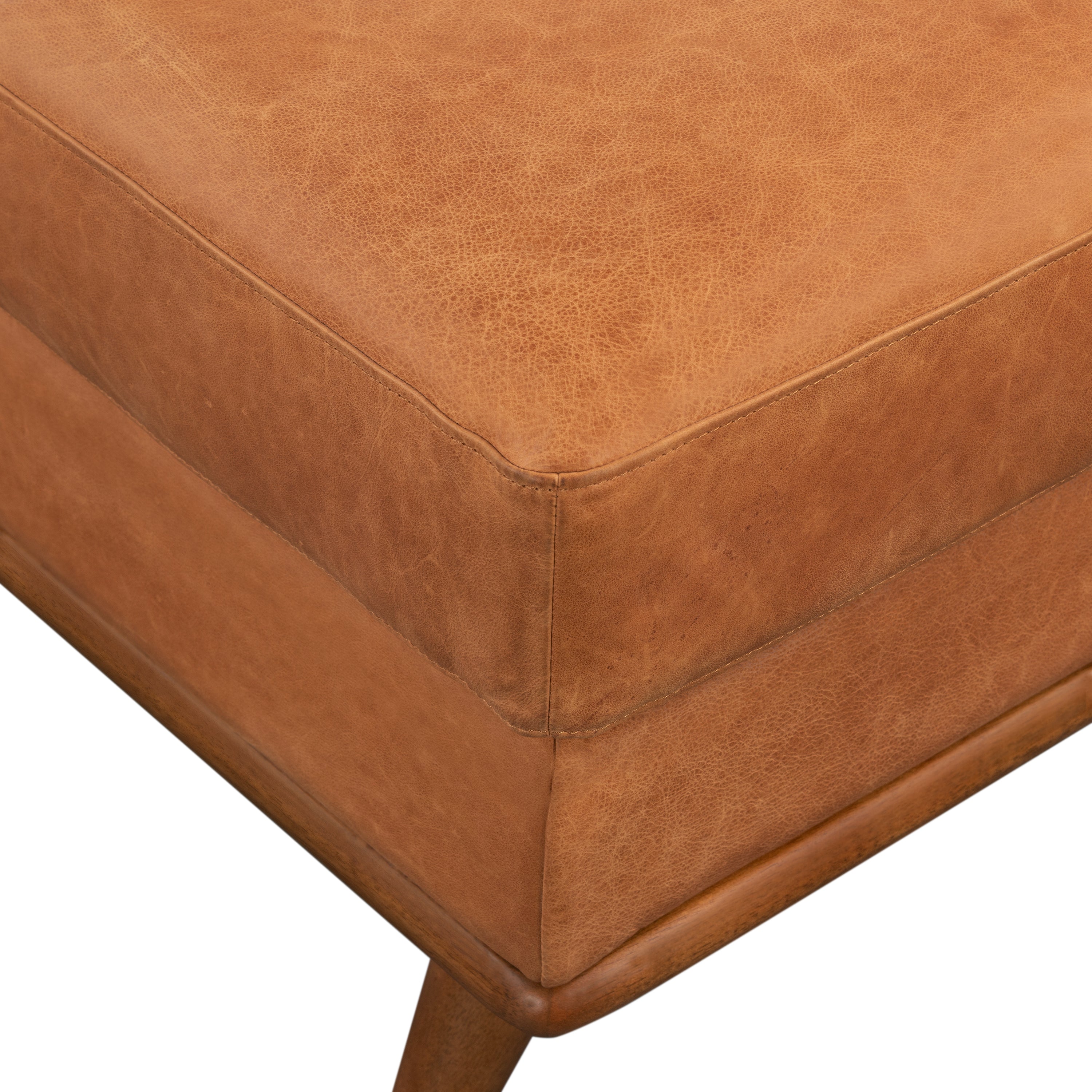 Repose-pieds en cuir | Tan Cognac